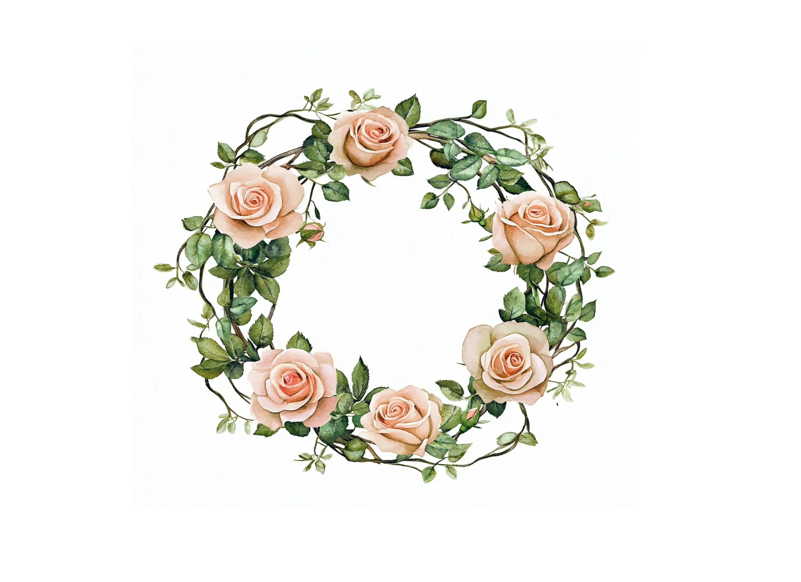 Pink Rose Floral Wreaths Clipart Bundle