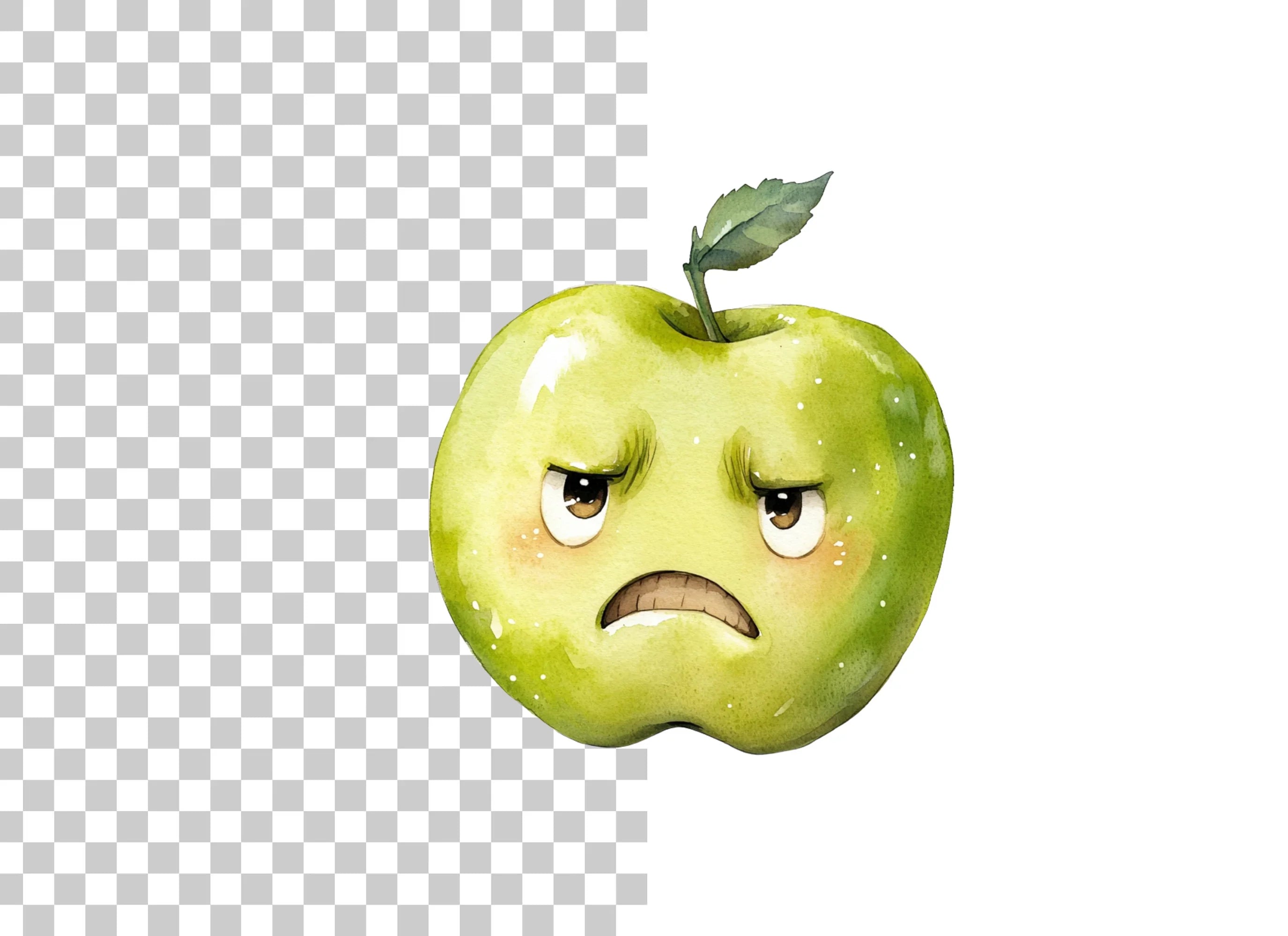 Grumpy Green Apple Clipart Bundle