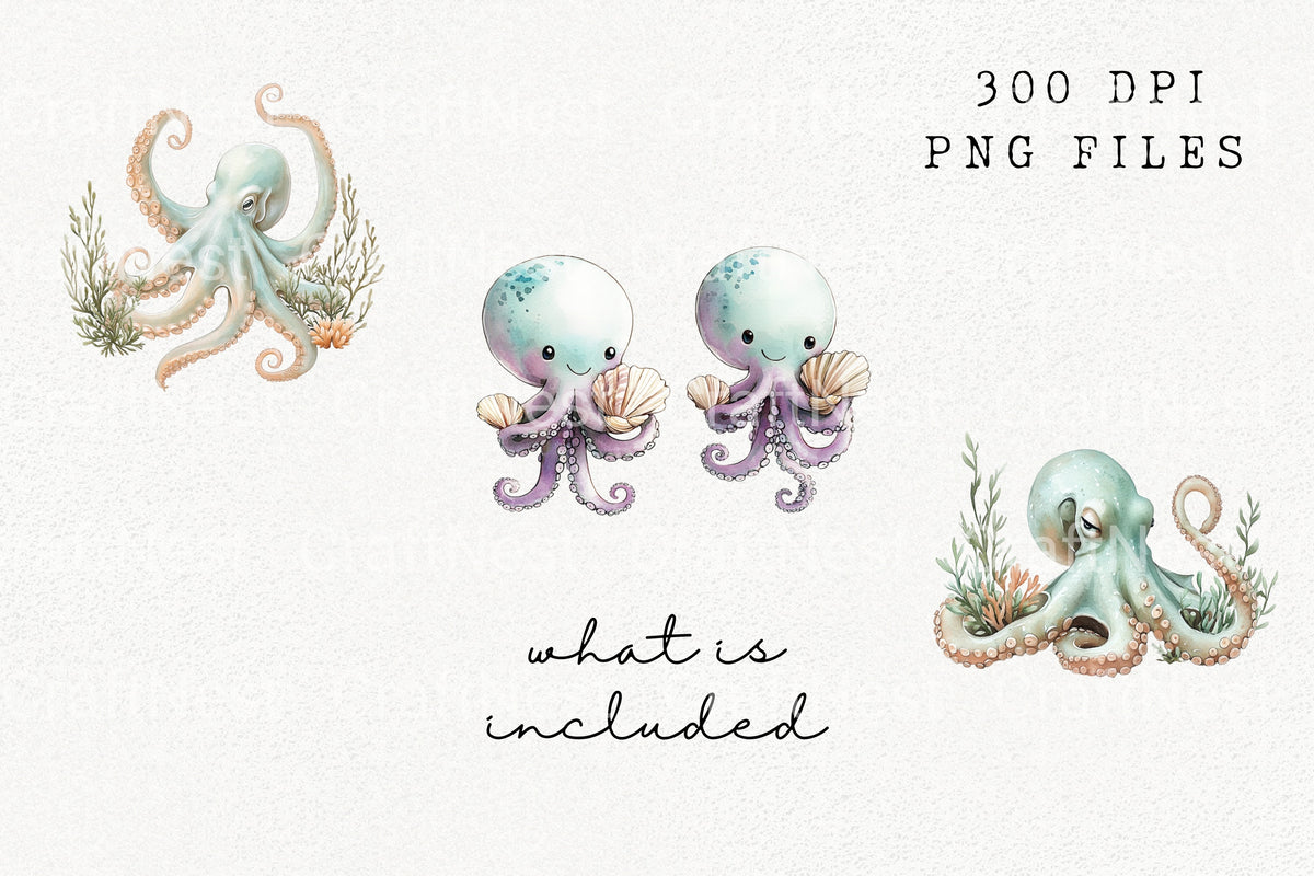 Cute Octopus Clipart Bundle