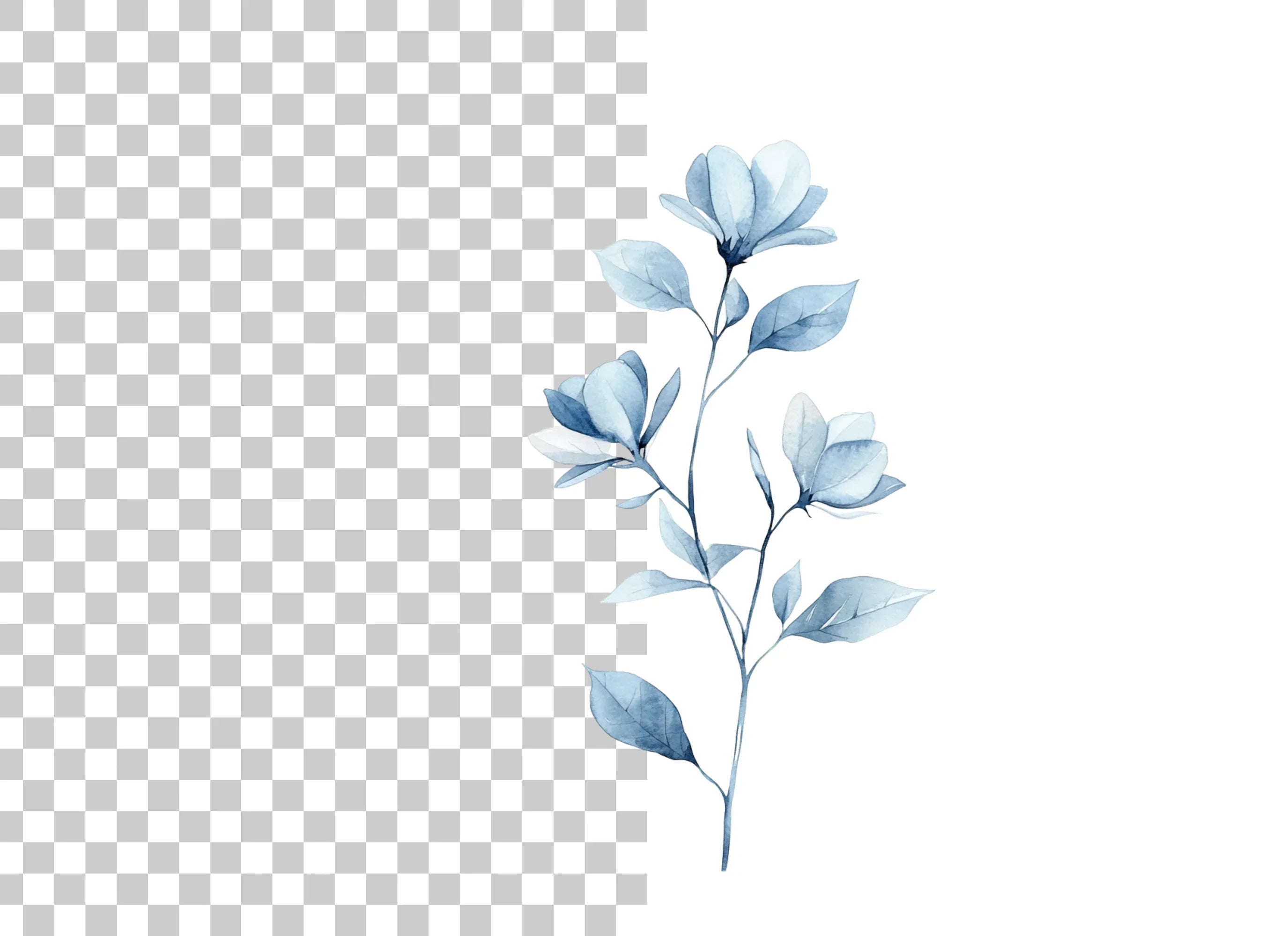 Elegant Blue Floral Clipart Bundle
