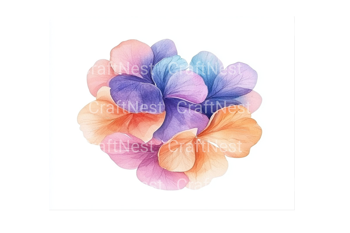 Hydrangea Flowers Clipart Bundle
