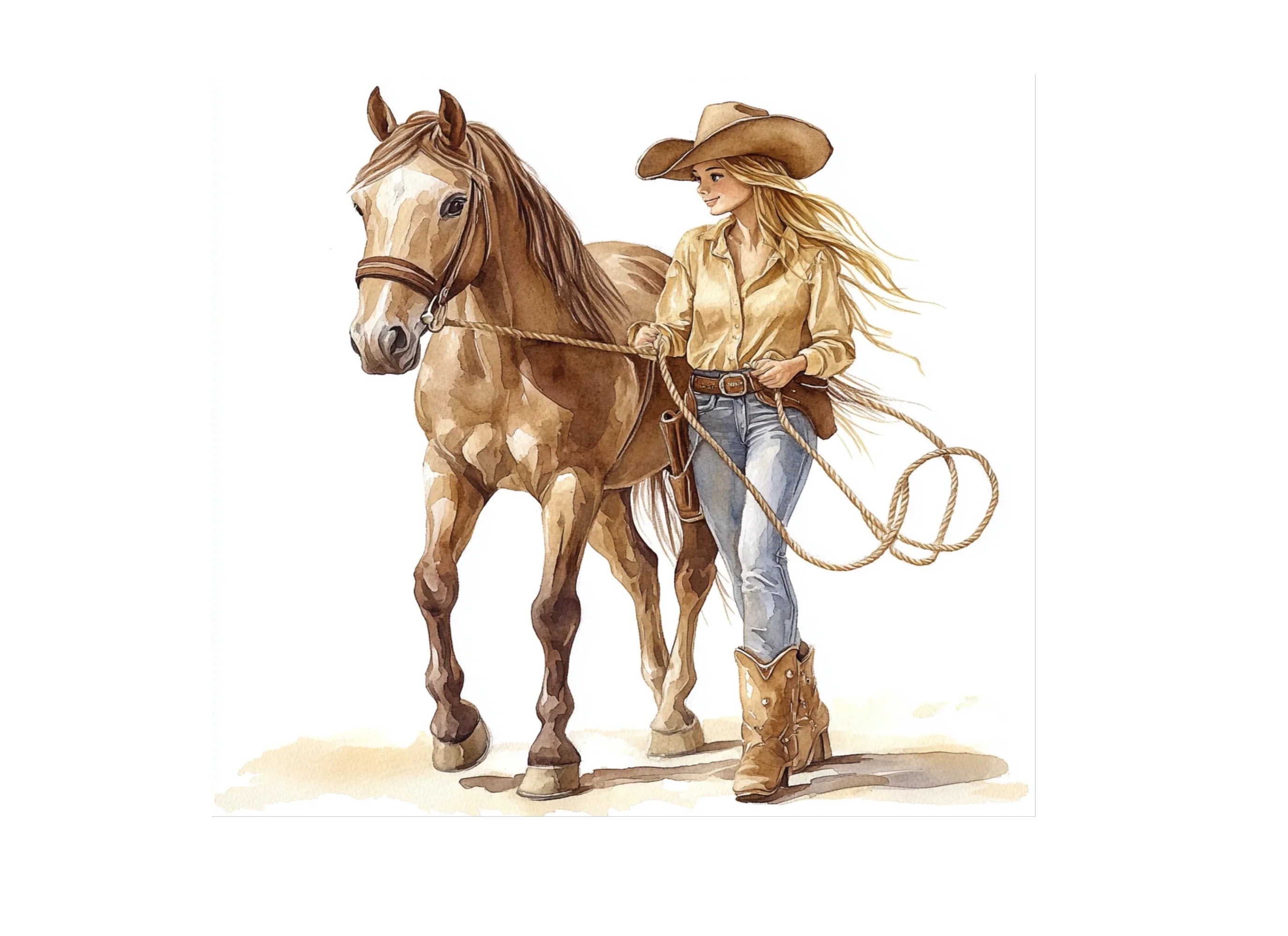 Cowgirl and Horse Clipart Bundle