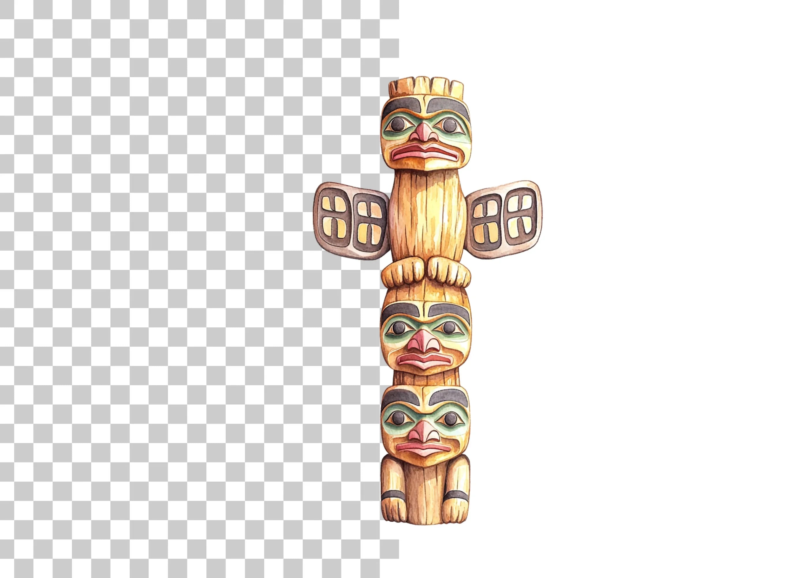 Traditional Totem Pole Clipart Bundle