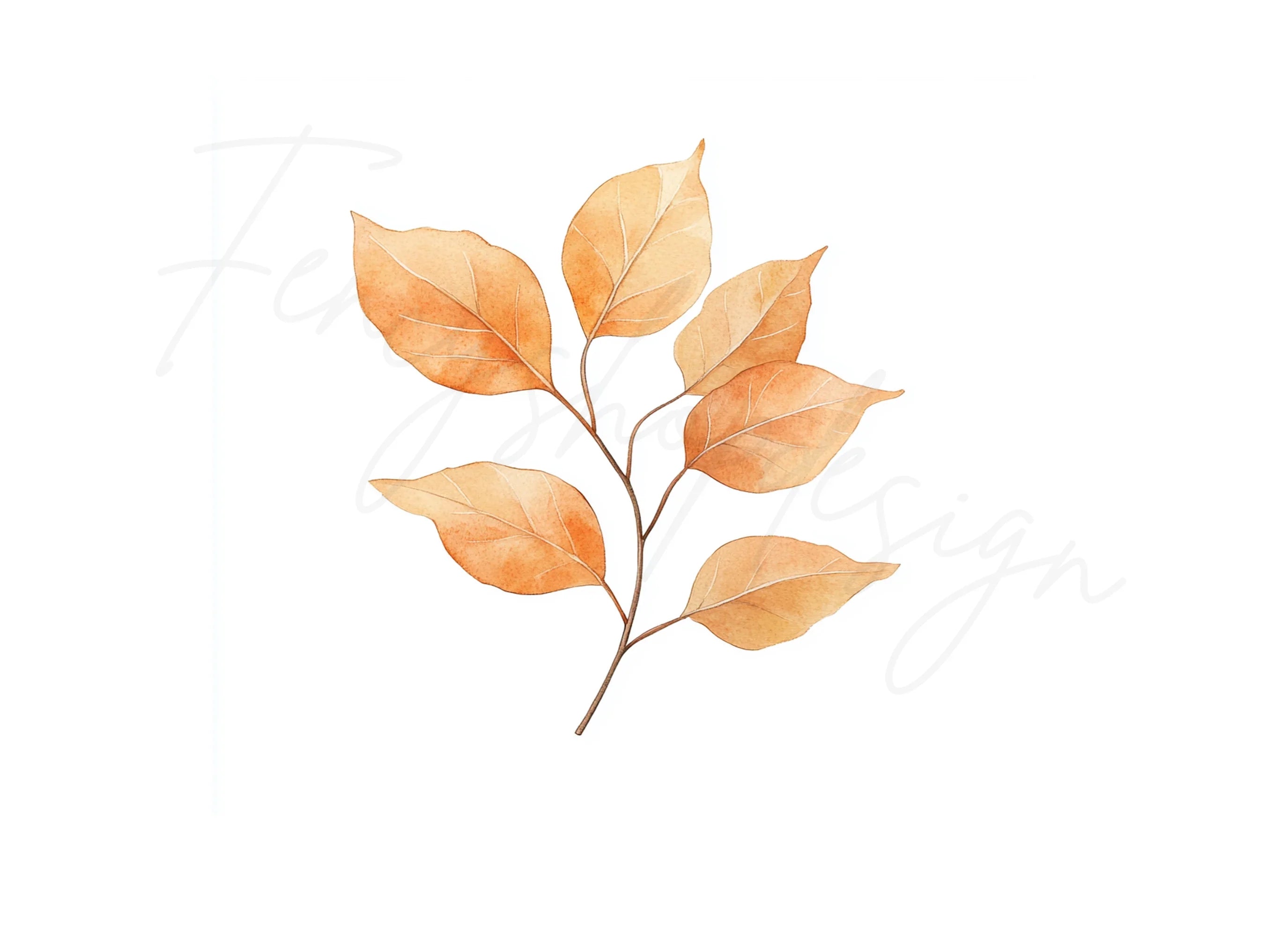 Warm Toned Autumn Leaf Branches Clipart Bundle