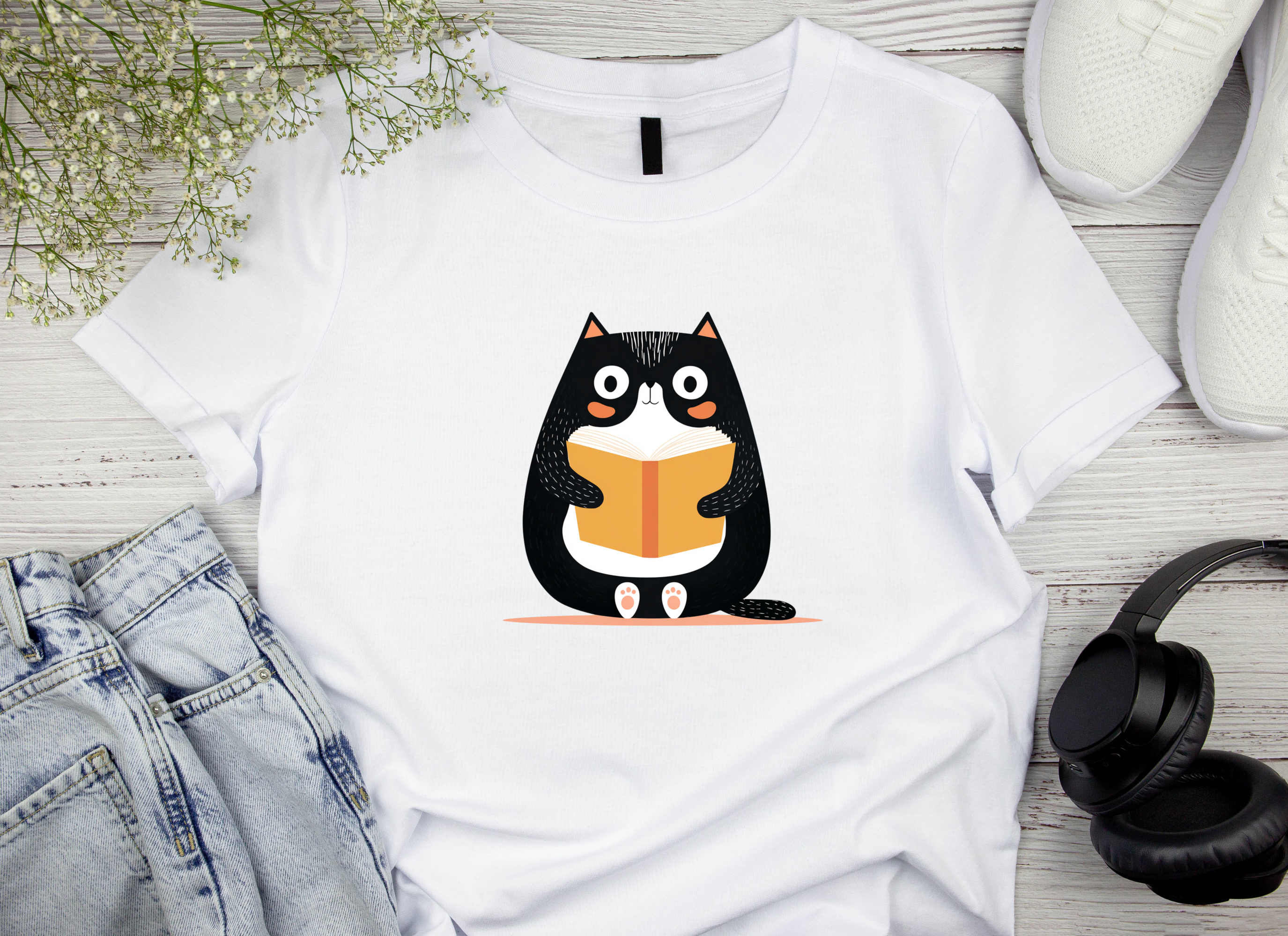 Cute Cat Reading Book Clipart Bundle