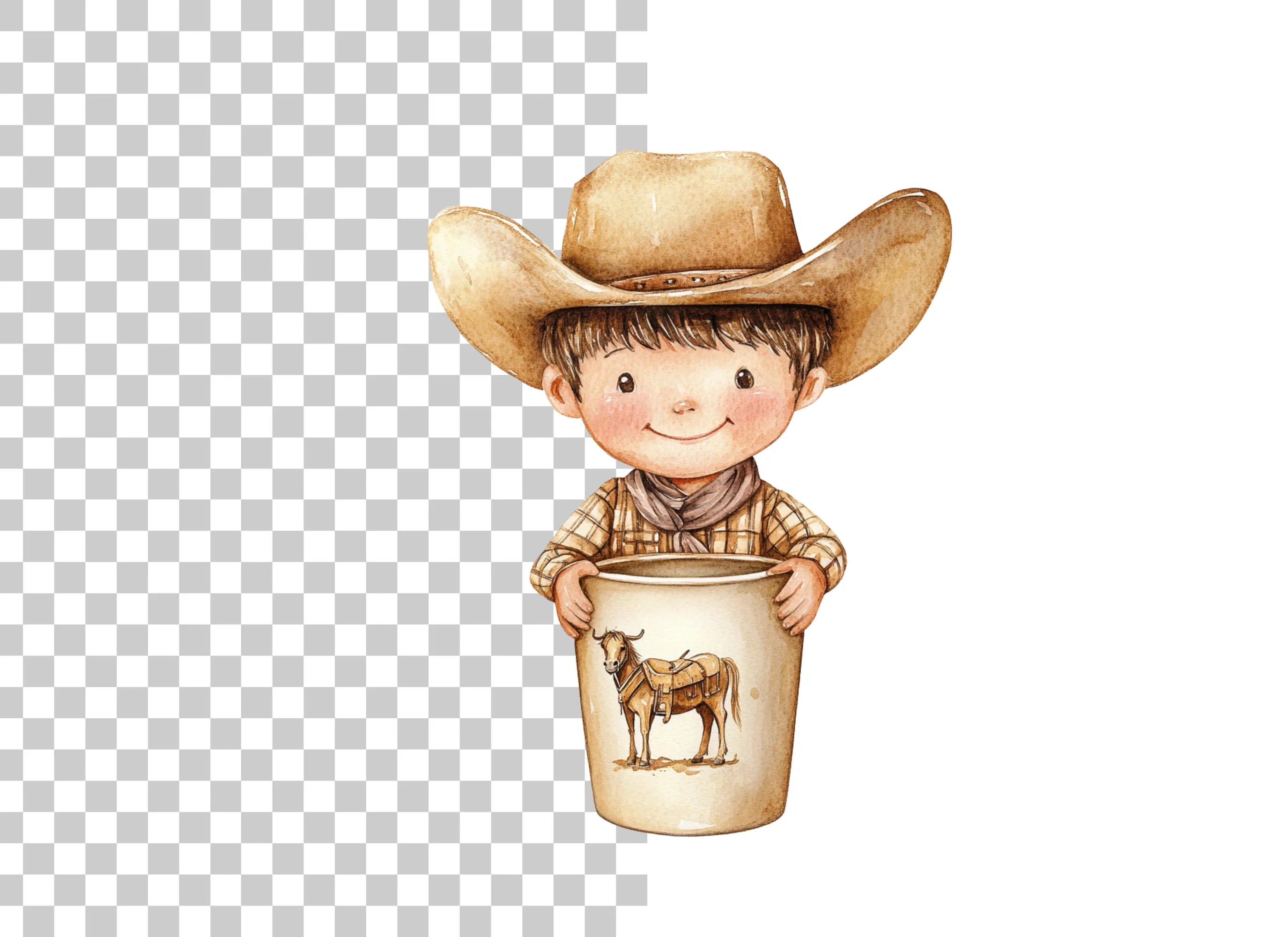 Cute Cowboy Kid with Horse Clipart Bundle