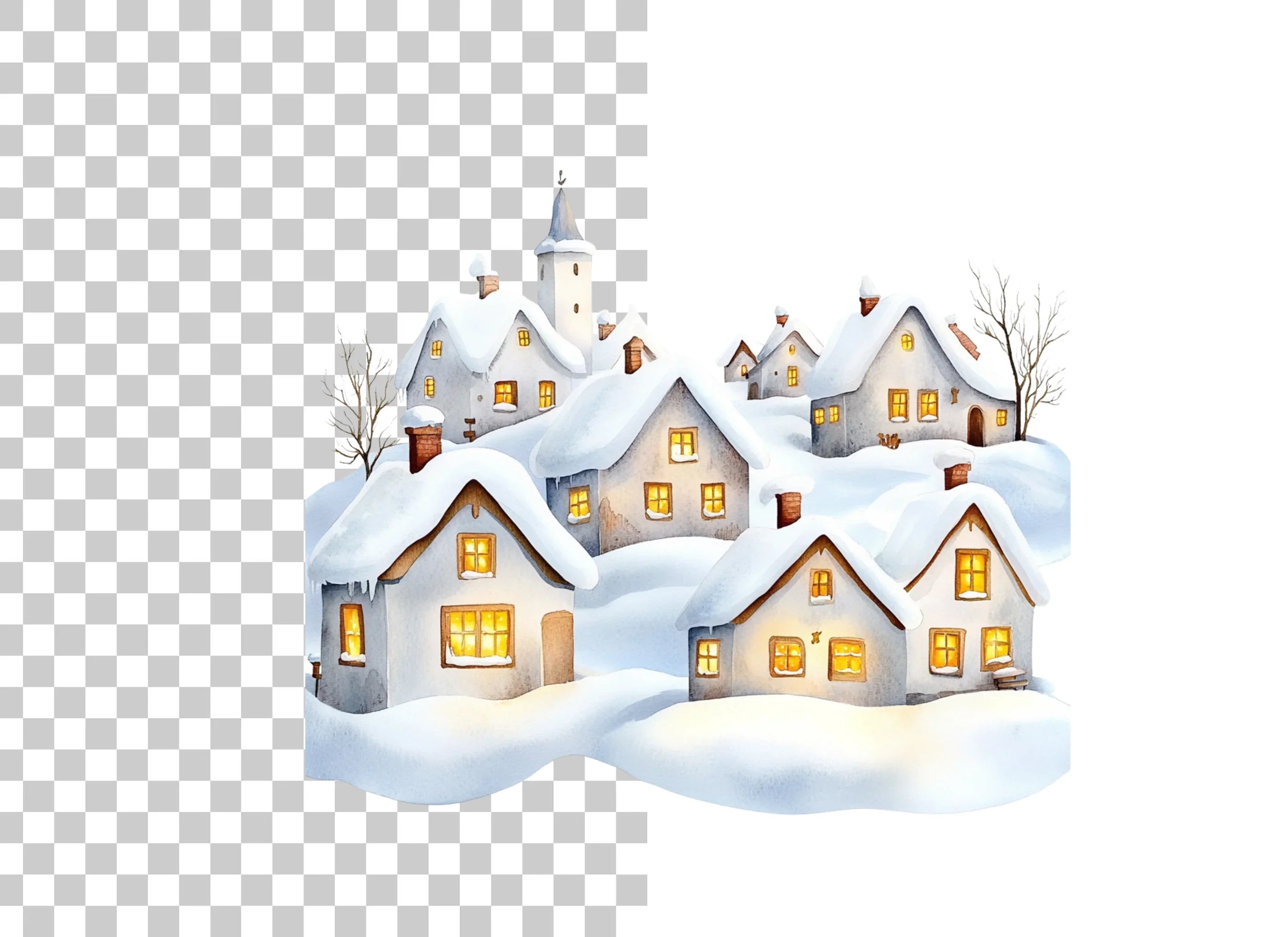 Winter Village Clipart Bundle