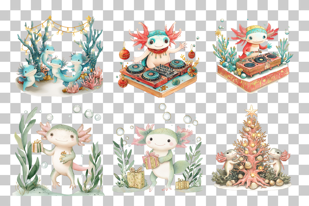 Axolotl Christmas Clipart Bundle