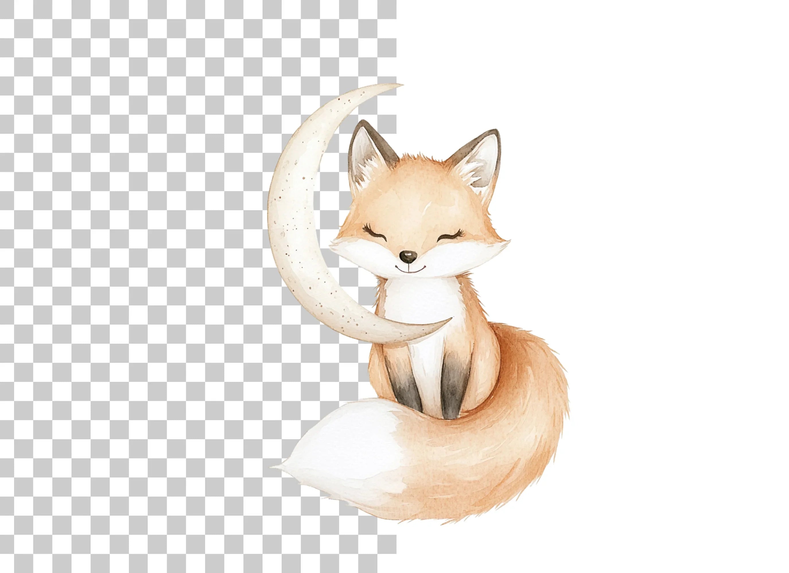 Cute Fox and Moon Clipart Bundle