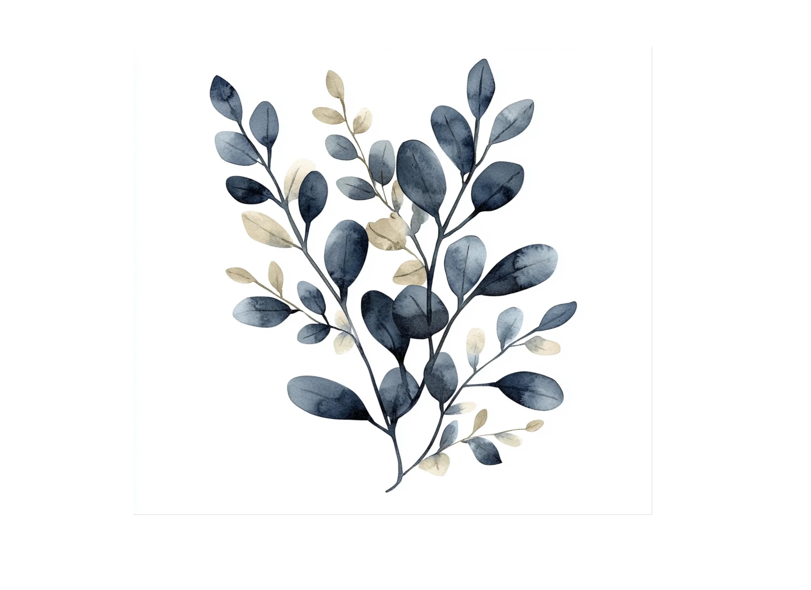 Blue and Gold Leaf Clipart Bundle