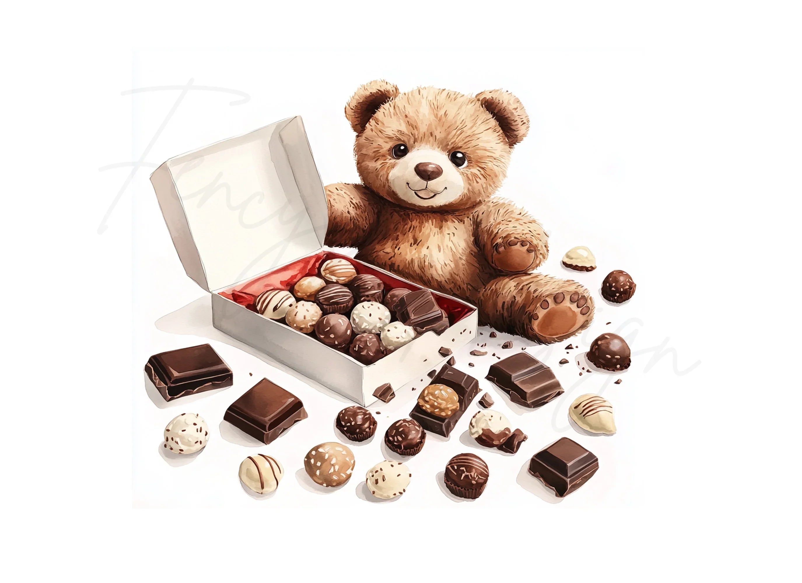 Teddy Bear with Chocolate Box Clipart Bundle
