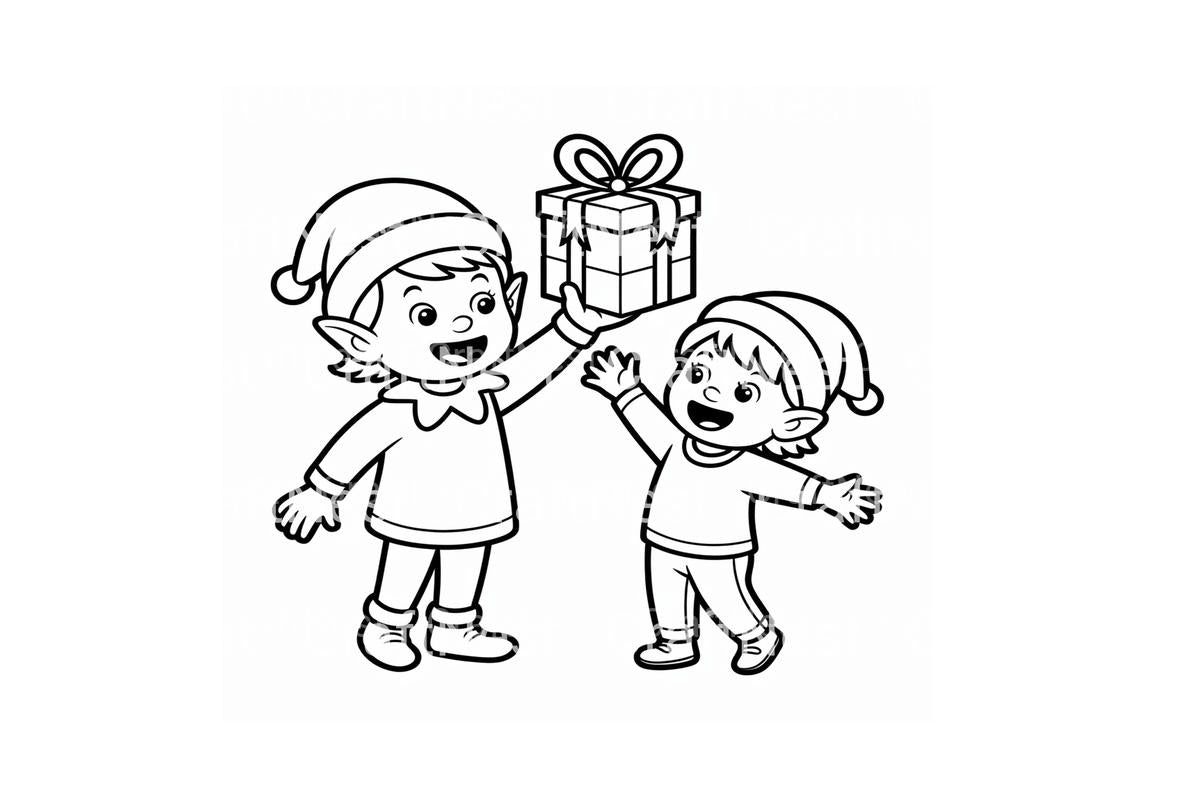 Christmas Elf Gift Exchange Coloring Books