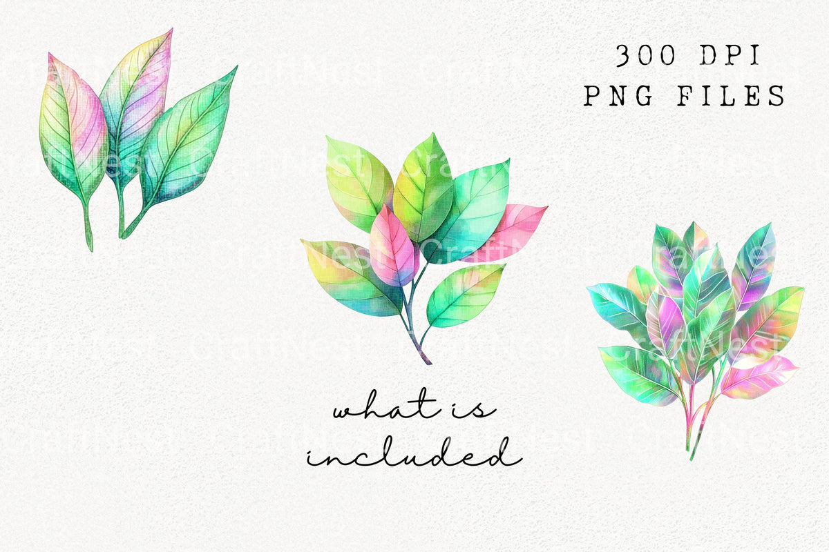 Rainbow Leaves Clipart Bundle