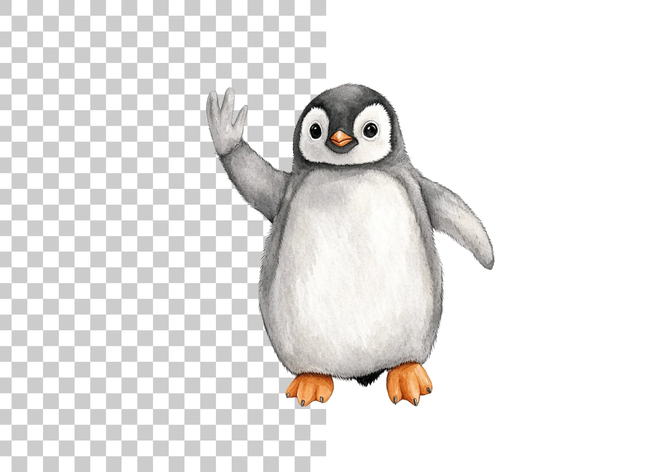 Waving Baby Penguin Clipart Bundle