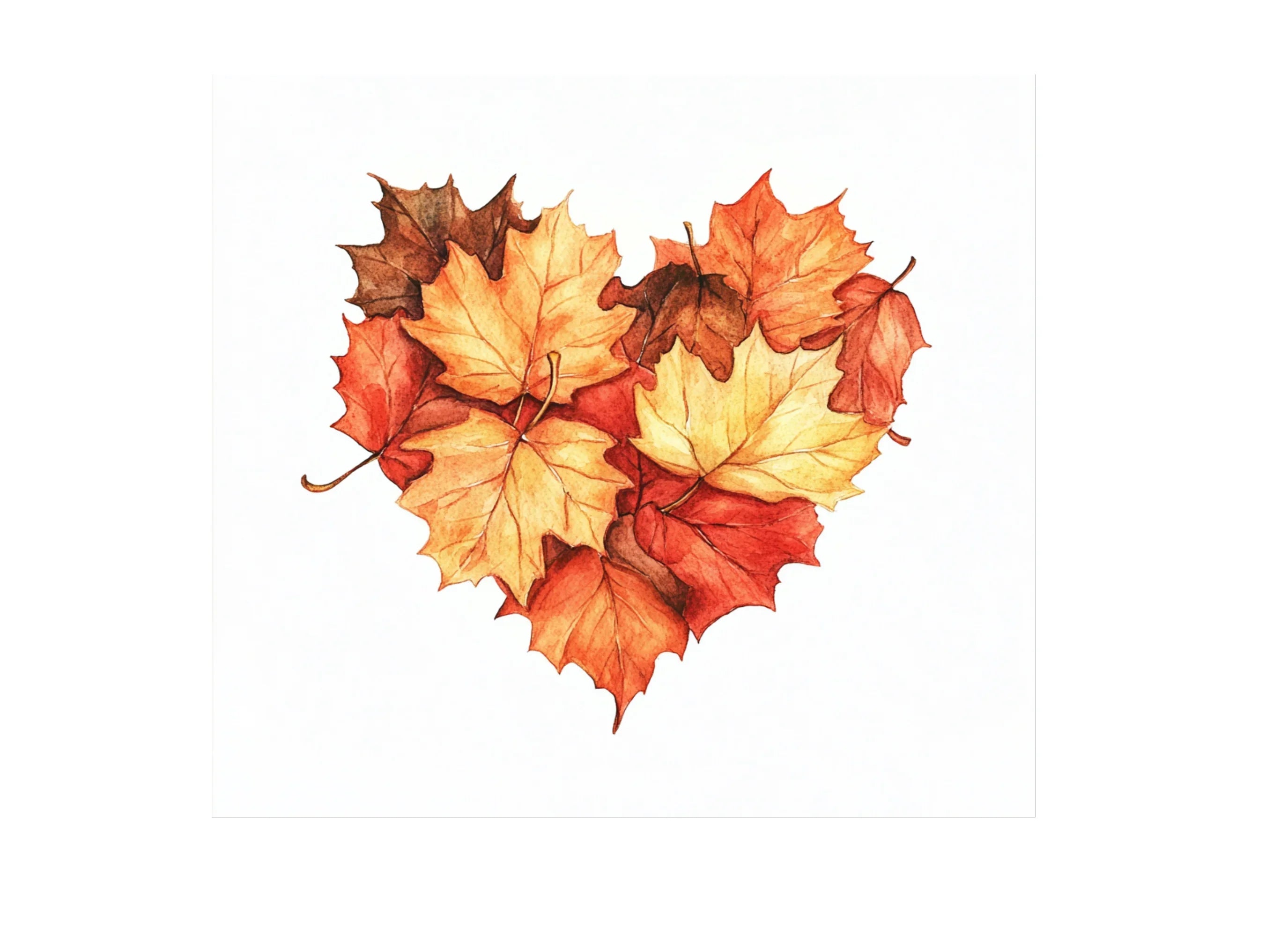 Autumn Leaves Heart Clipart Bundle