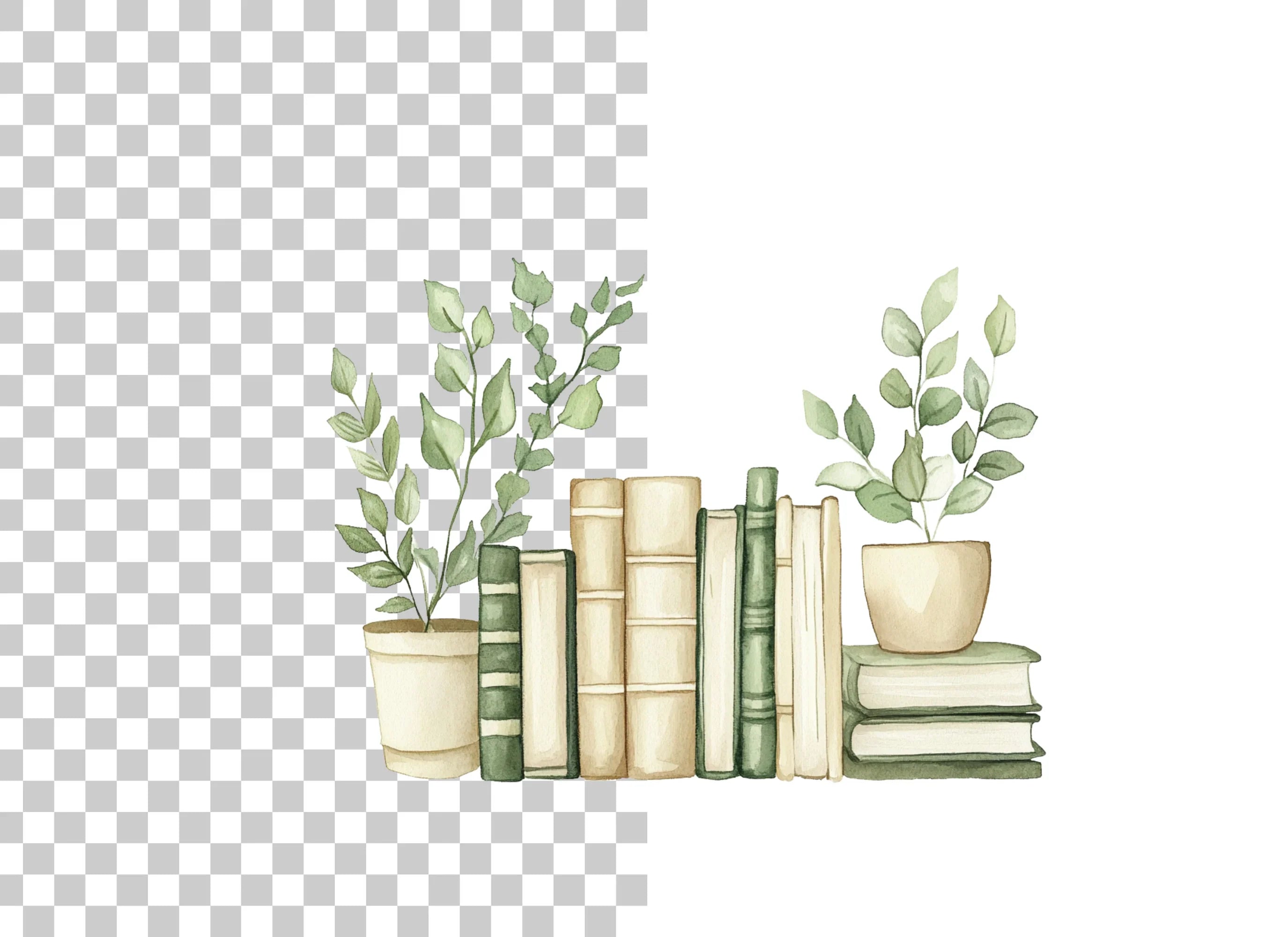 Books and Plants Clipart Bundle
