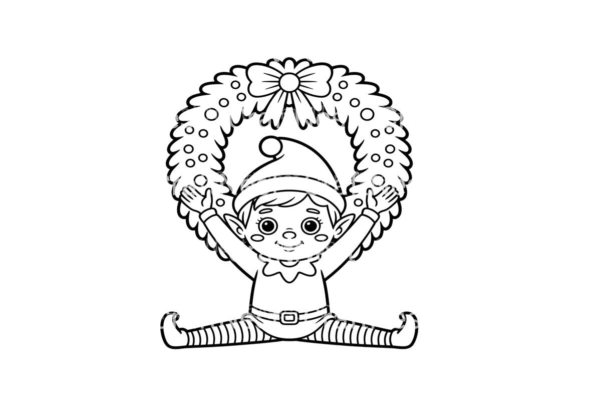 Christmas Elf Wreath Fun Coloring Books