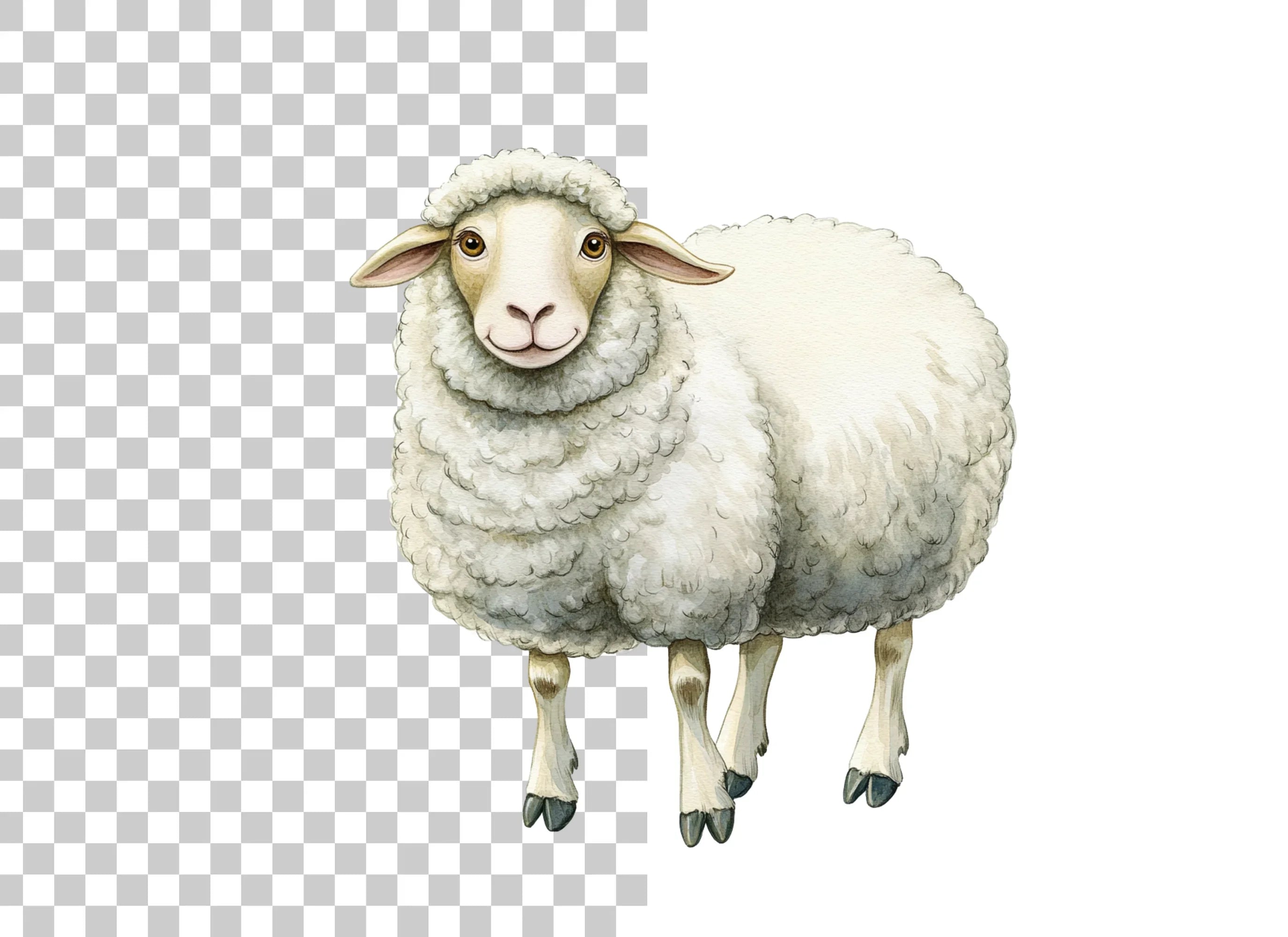 Cute White Sheep Clipart Bundle