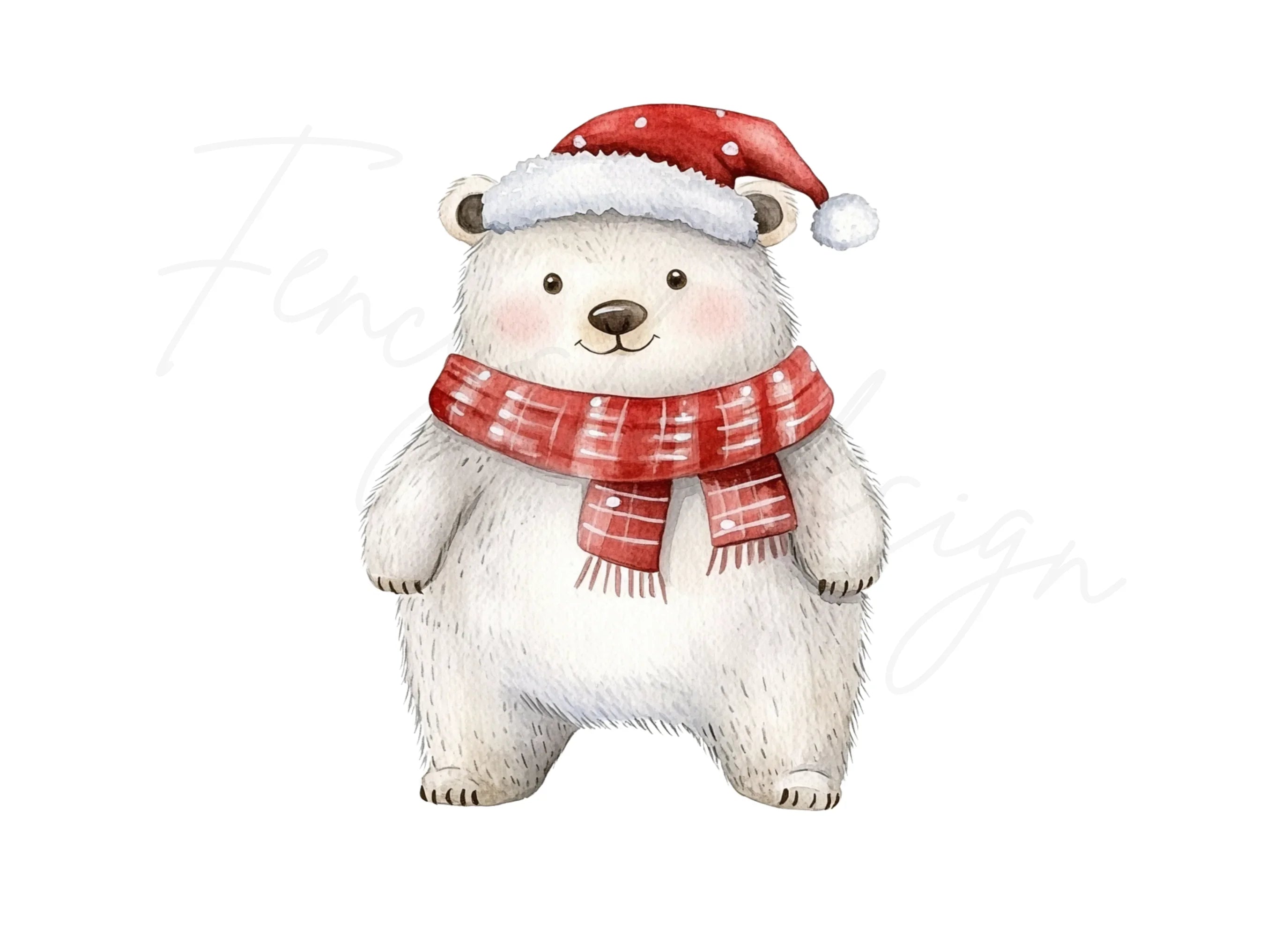 Cute Christmas Polar Bear Clipart Bundle