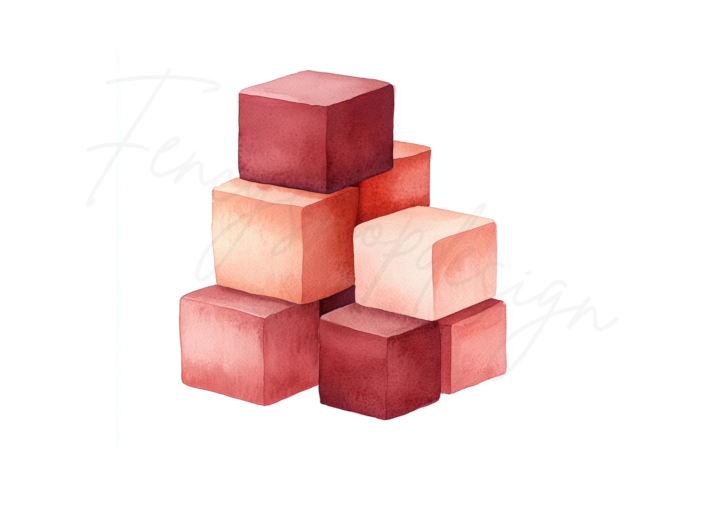 Abstract Red Shapes Clipart Bundle