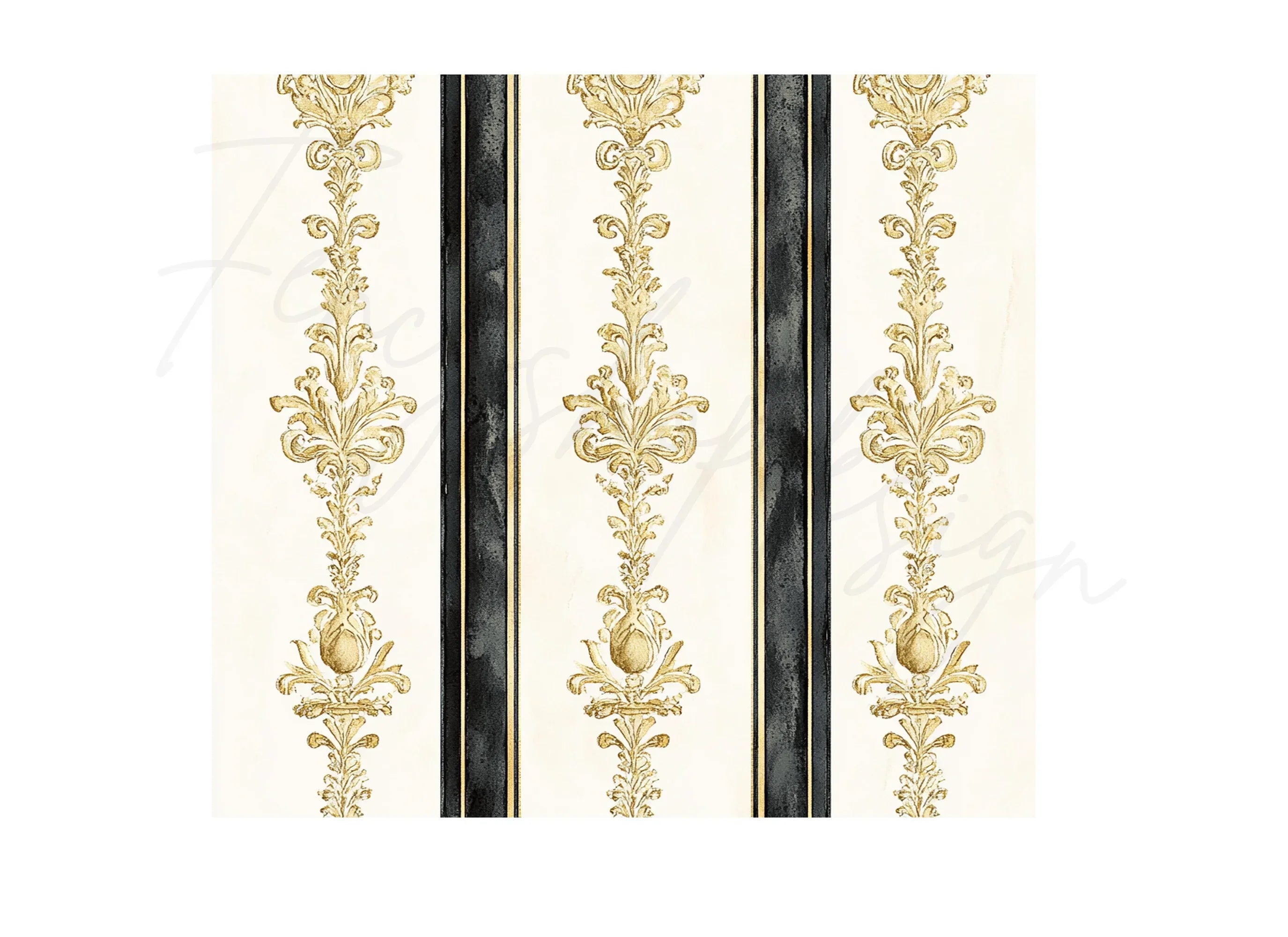 Elegant Gold Black Damask Pattern Clipart Bundle