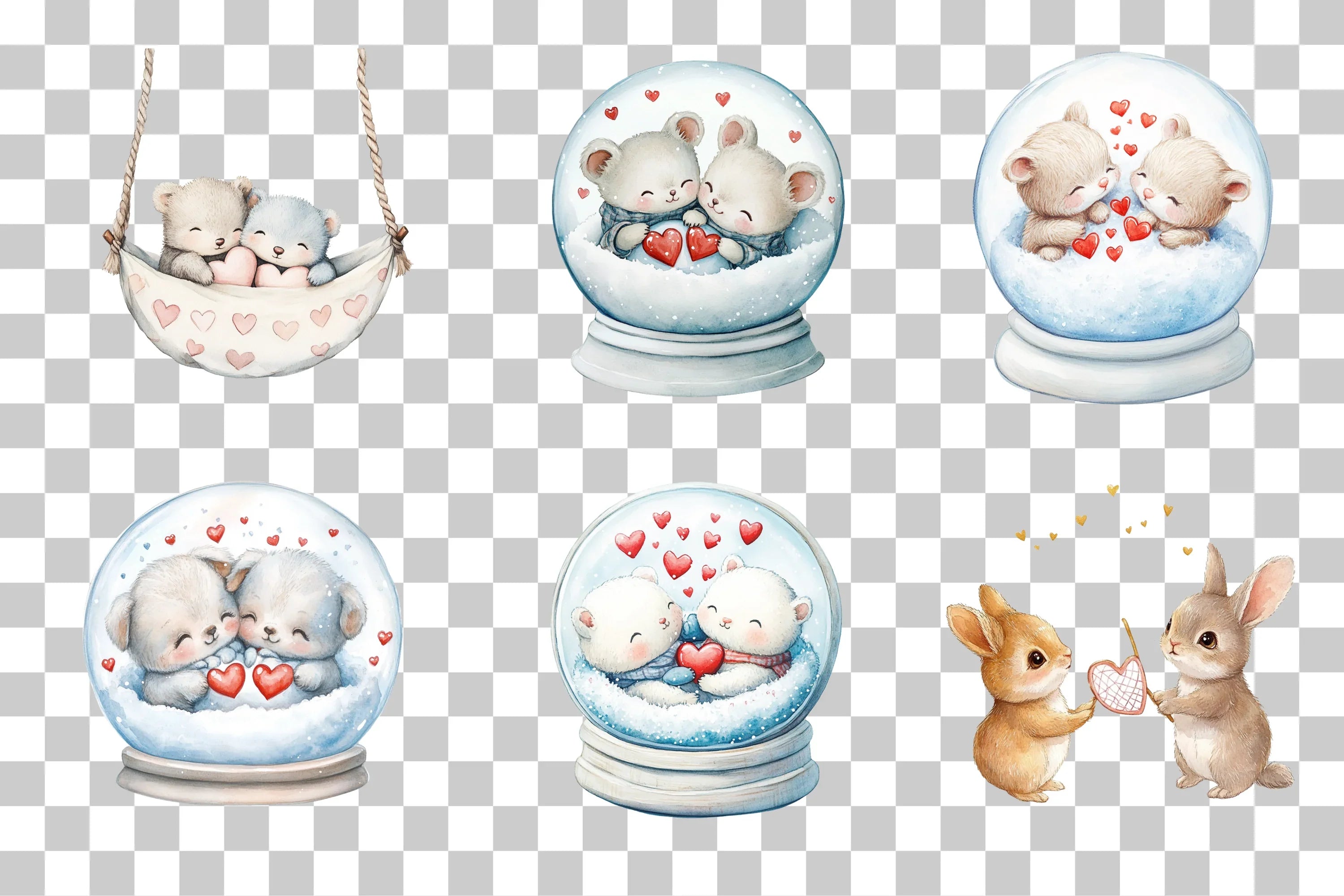 Cute Mice Valentine's Day Clipart Bundle