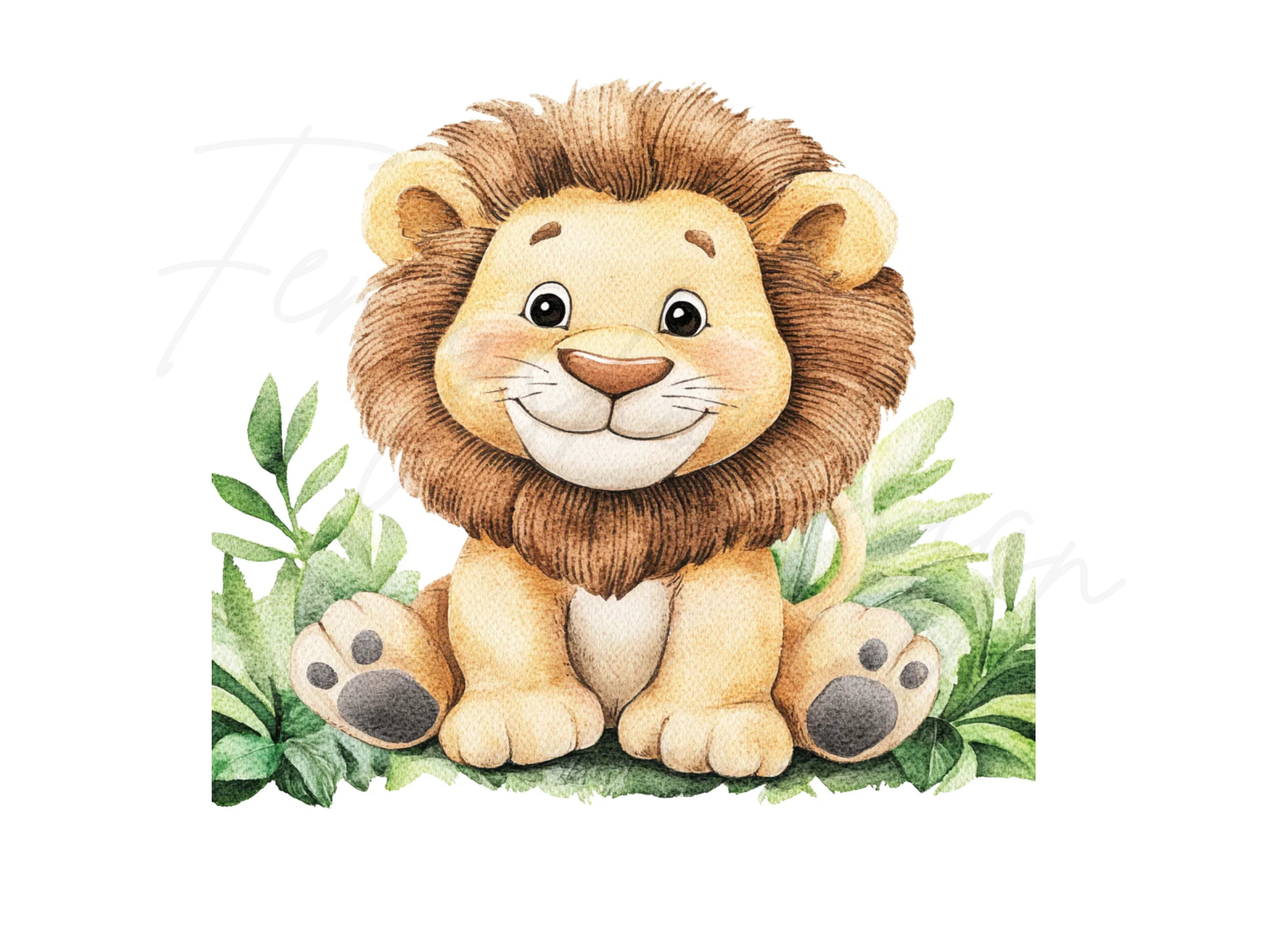 Cute Baby Lion Clipart Bundle