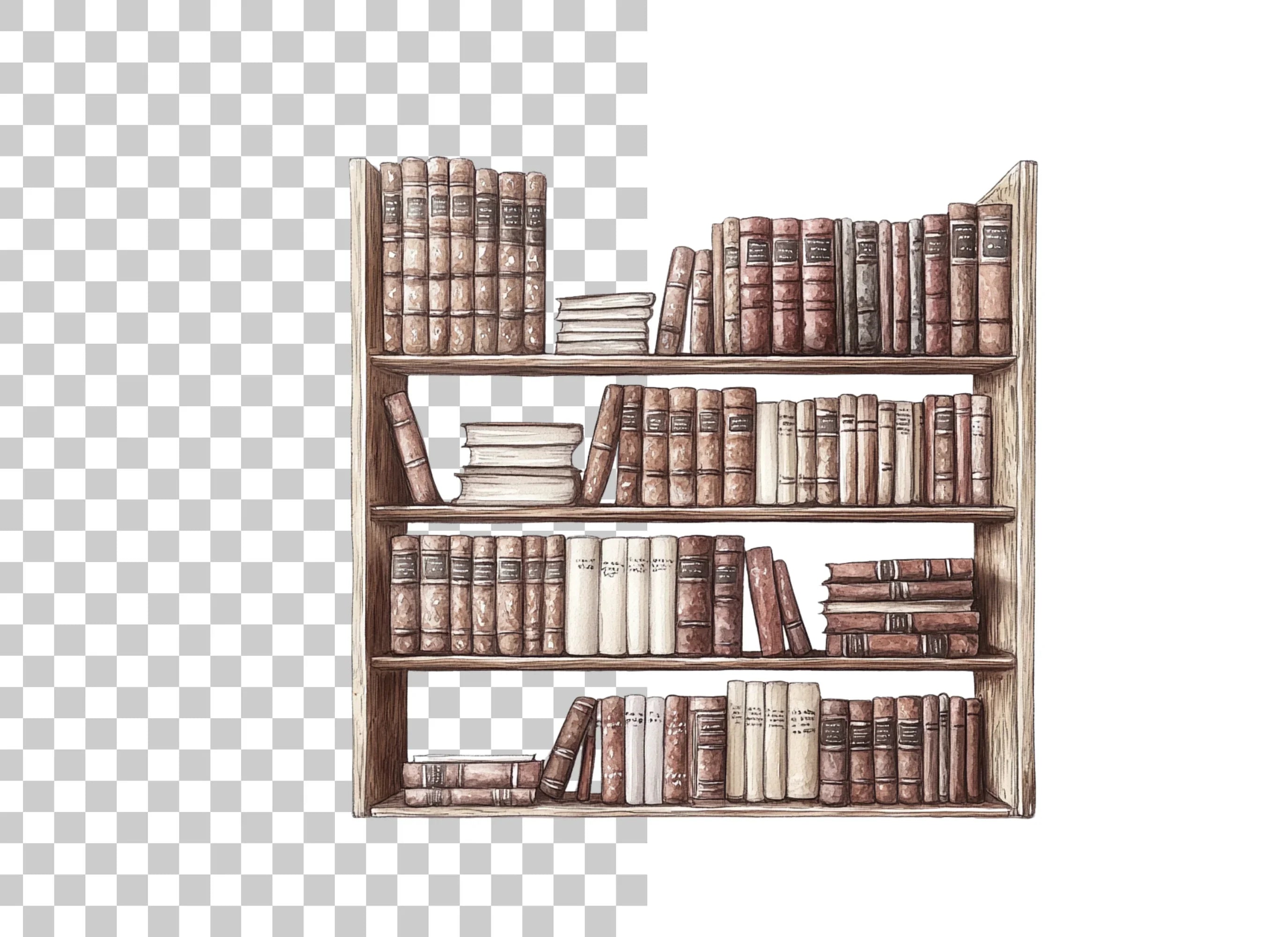Vintage Bookshelf Clipart Bundle