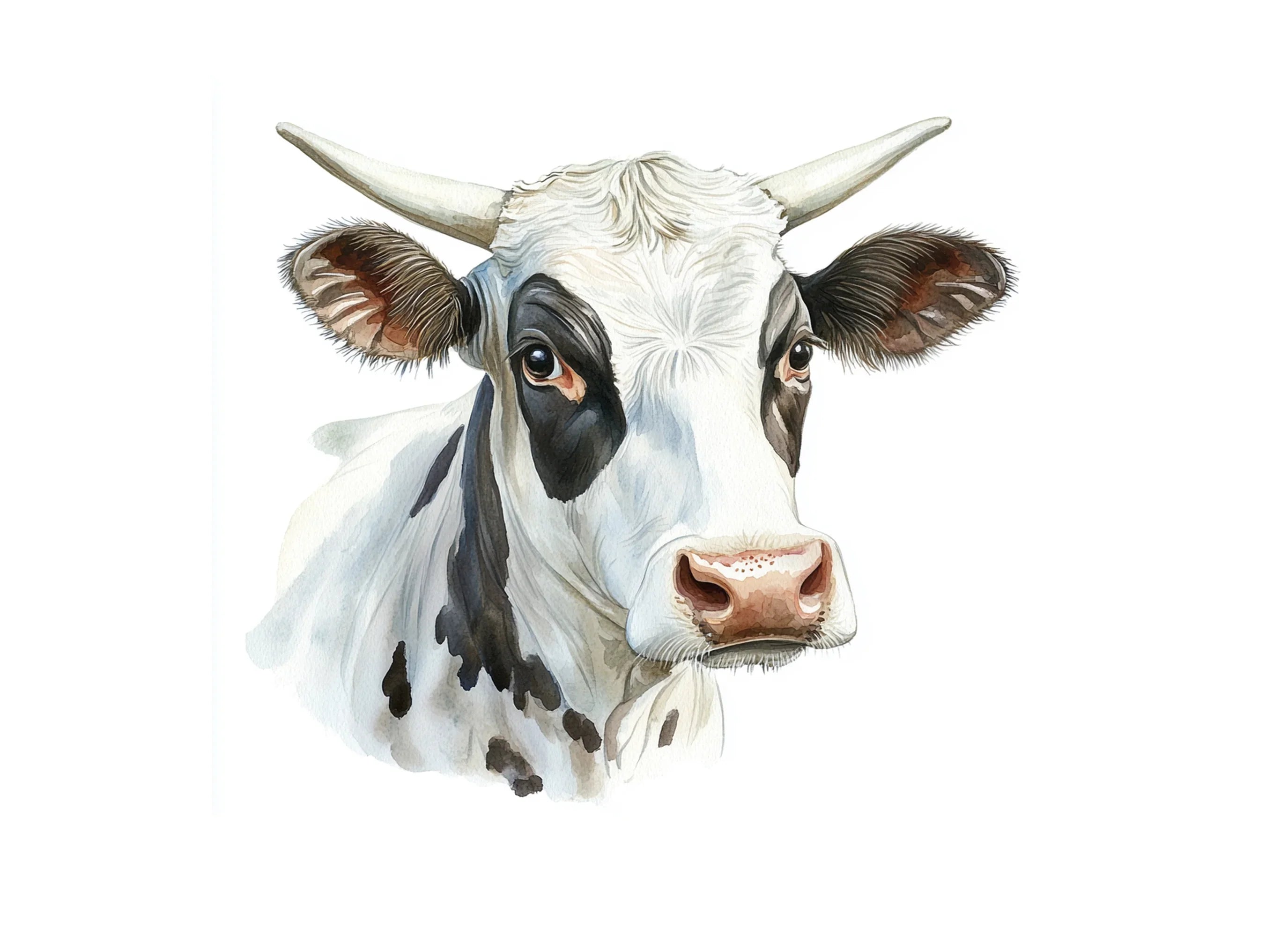 Black and White Cow Head Clipart Bundle