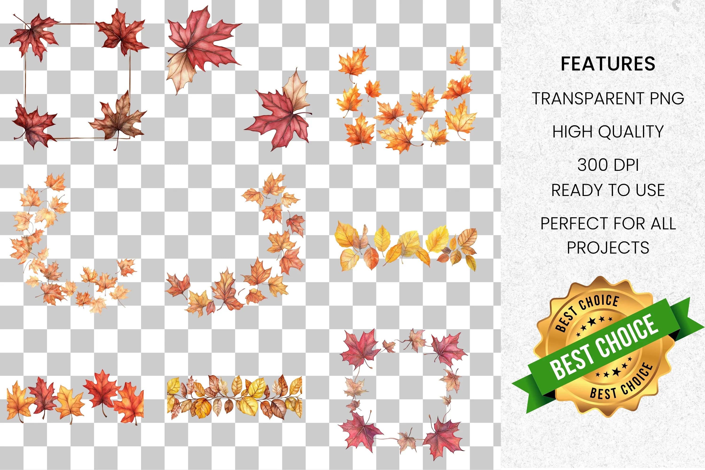 Vibrant Fall Leaves Clipart Bundle