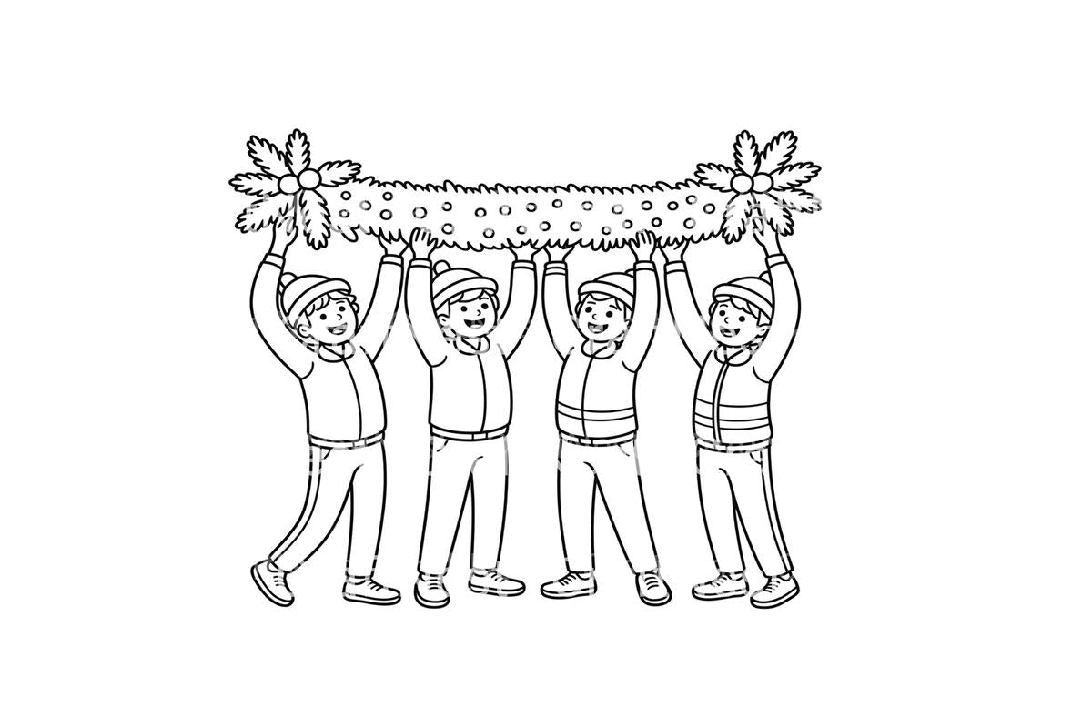Christmas Garland for Kids Coloring Books