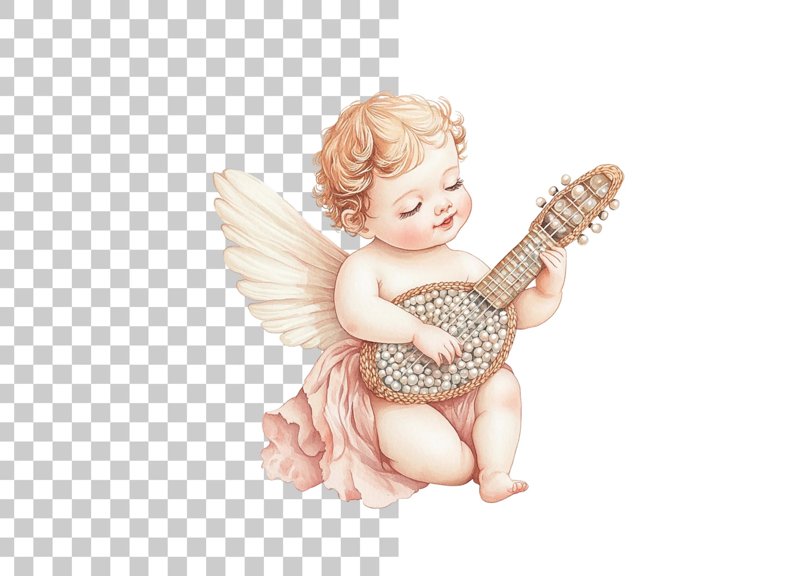 Cute Cherubs Playing Musical Instruments Clipart Bundle