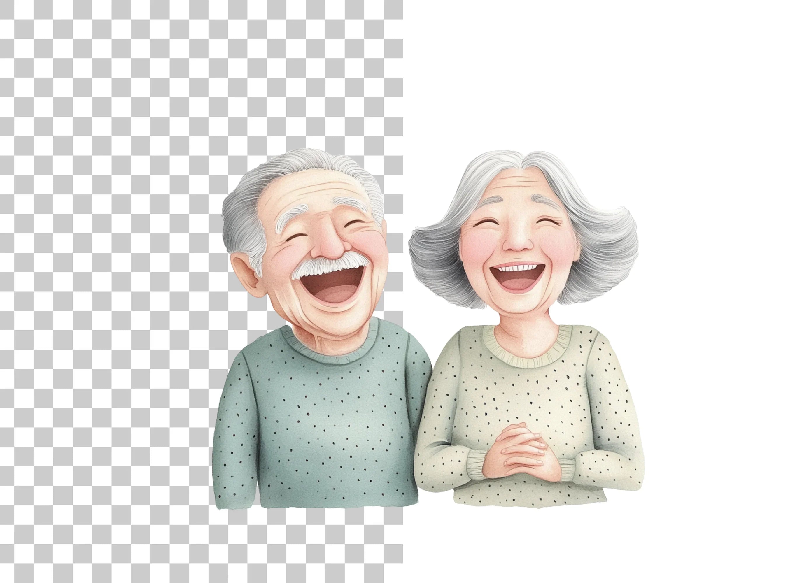Happy Elderly Couple Clipart Bundle