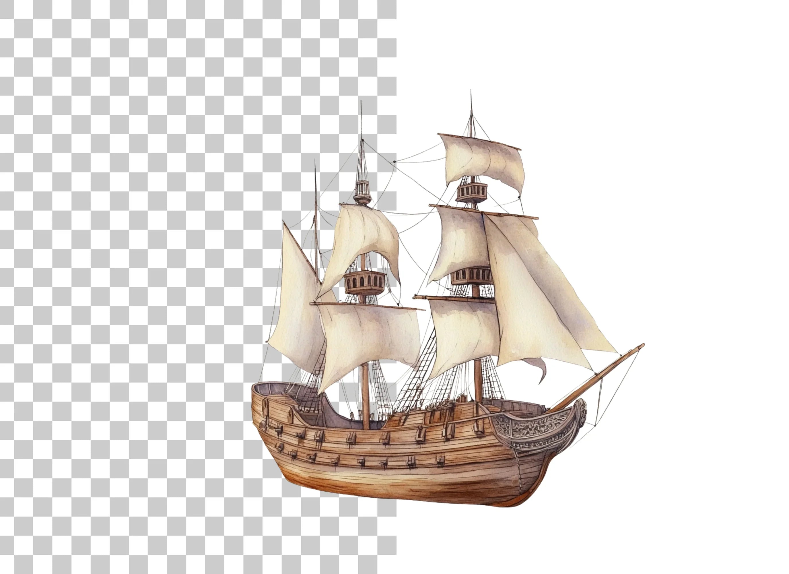 Vintage Sailing Ships Clipart Bundle