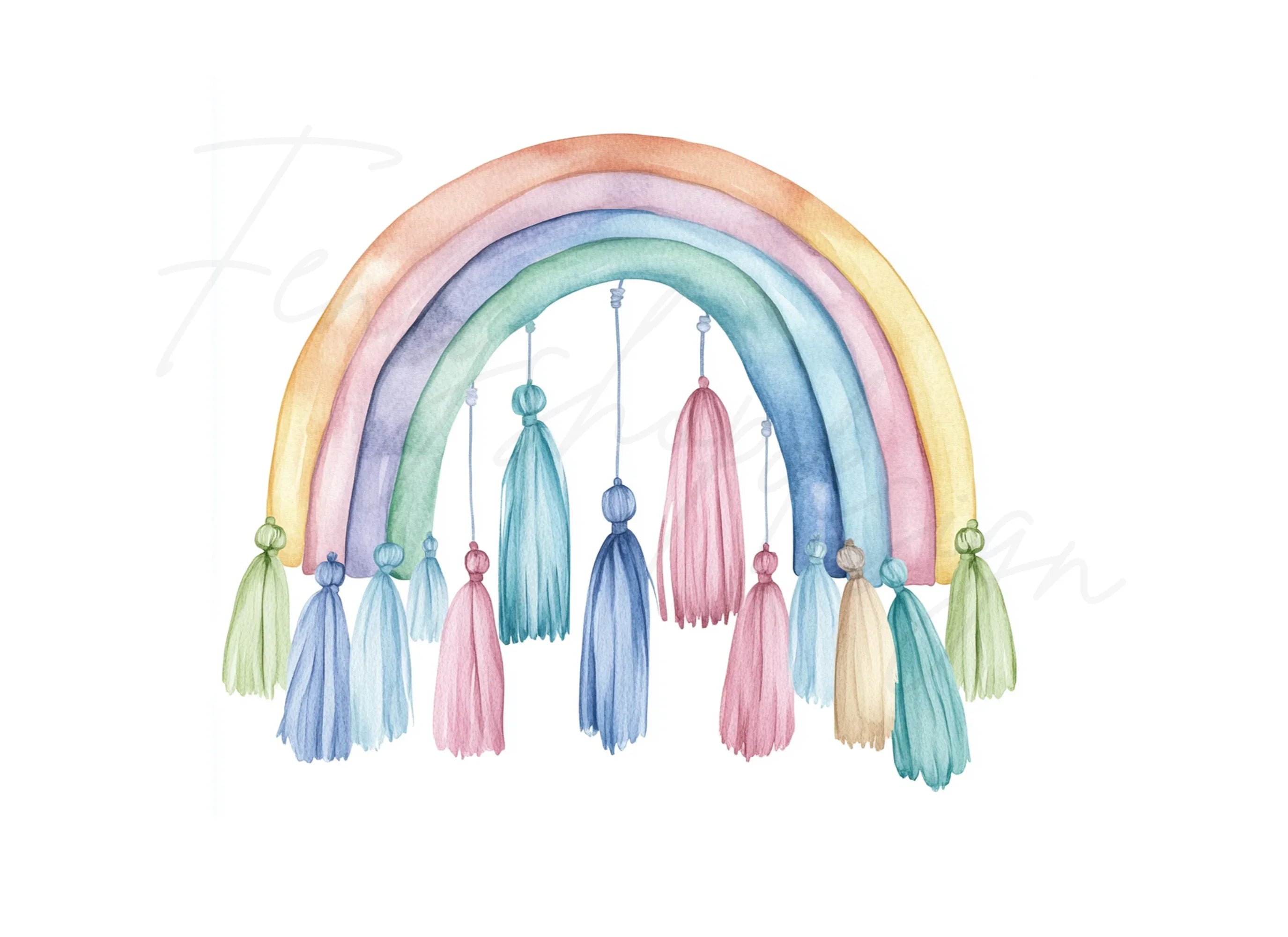 Boho Rainbow Tassel Clipart Bundle