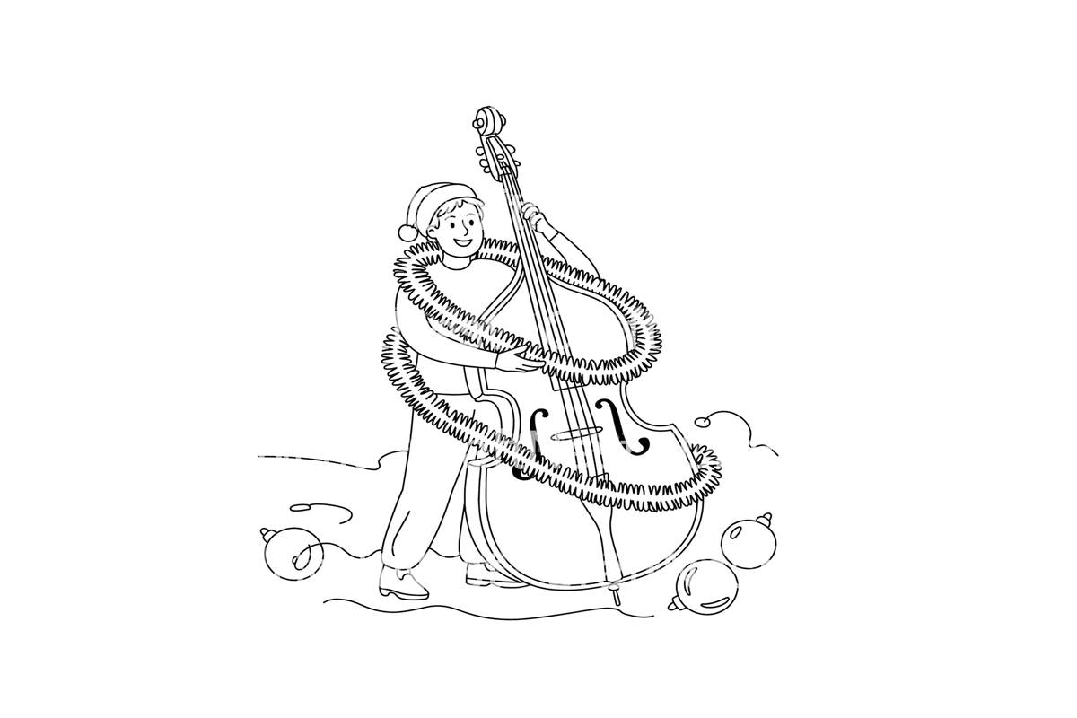 Christmas Double Bass Player Coloring Books