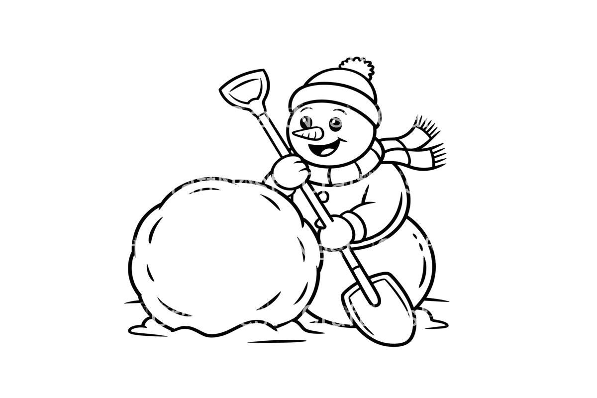 Building Snowman Winter Coloring Books