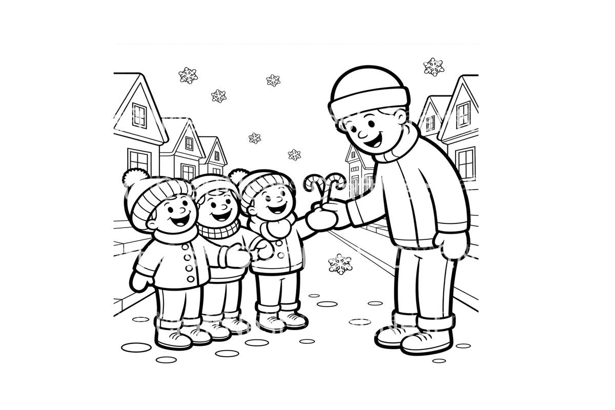 Winter Candy Cane Sharing Coloring Books