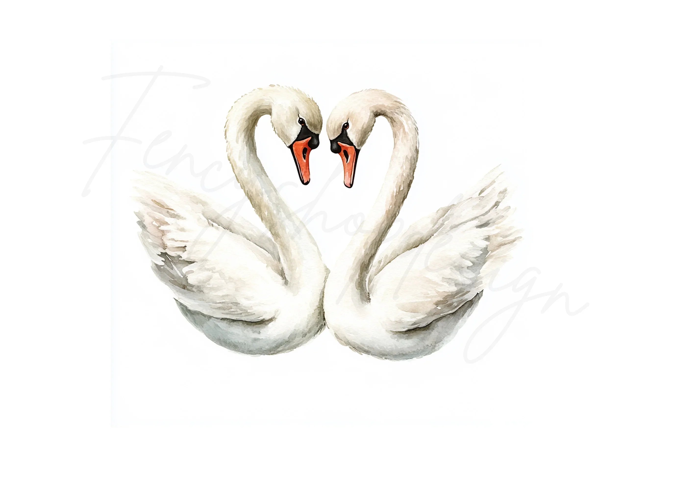 Elegant Swan Couple Clipart Bundle