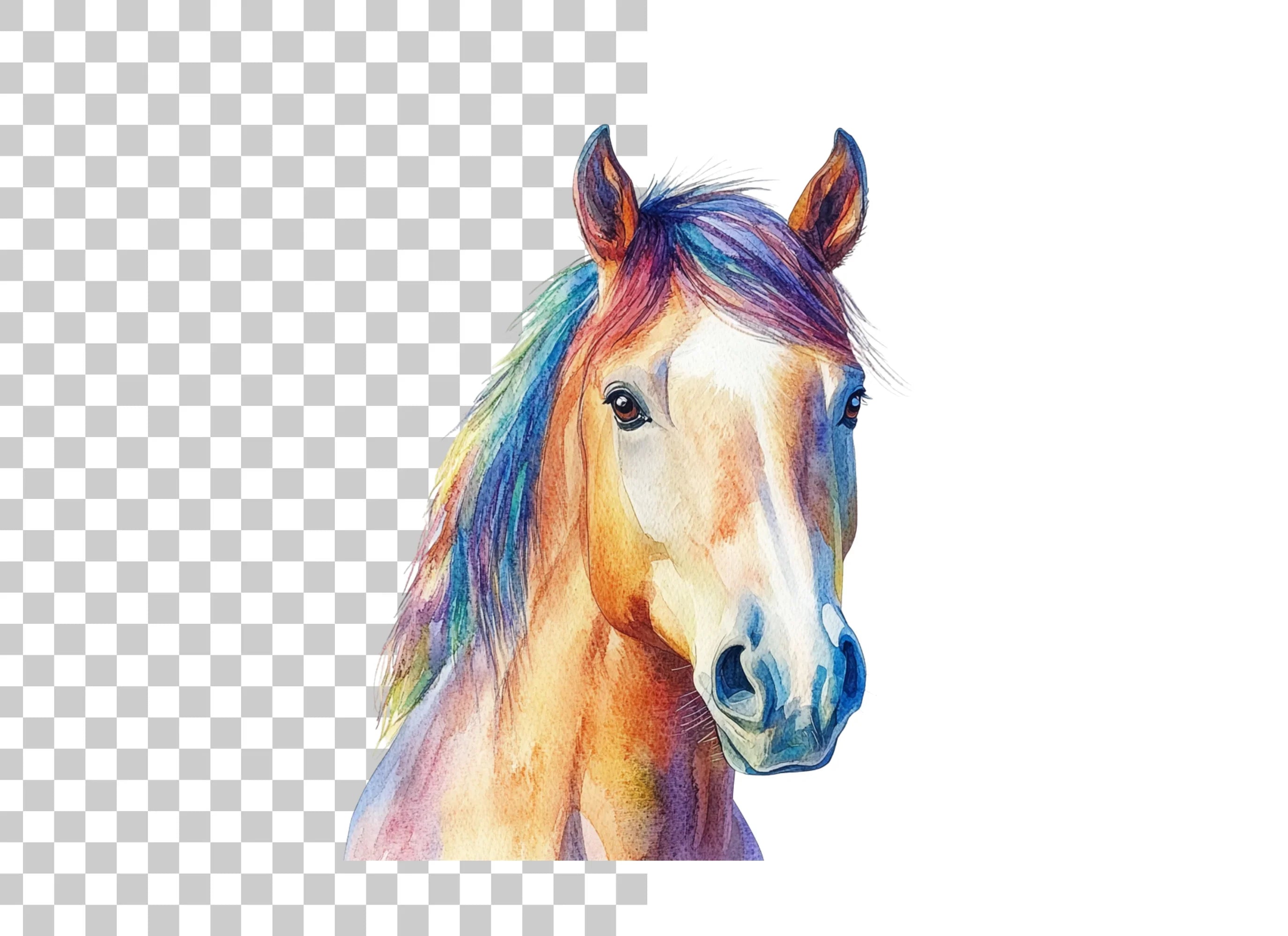 Vibrant Horse Head Clipart Bundle