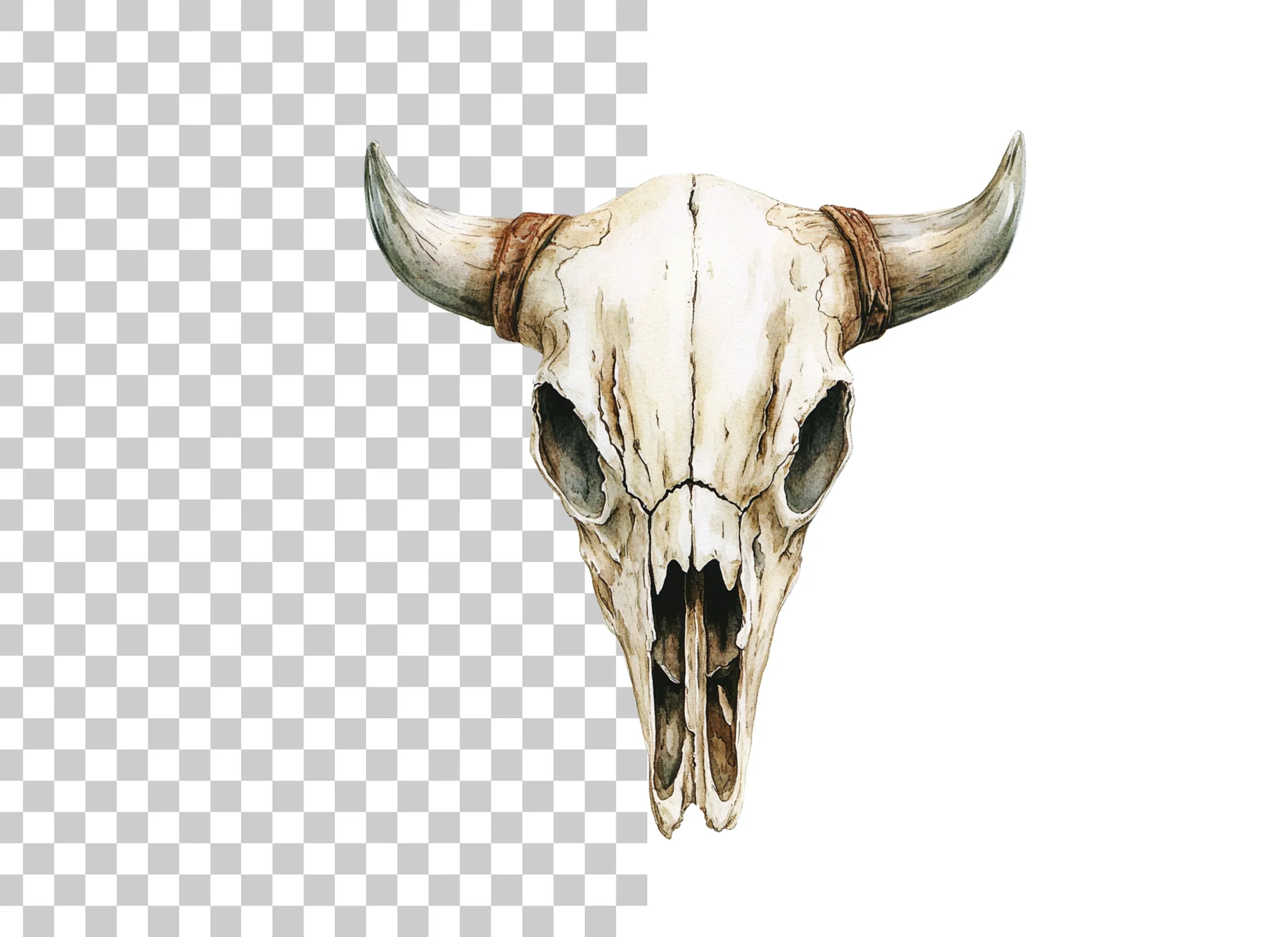 Boho Bull Skull Clipart Bundle