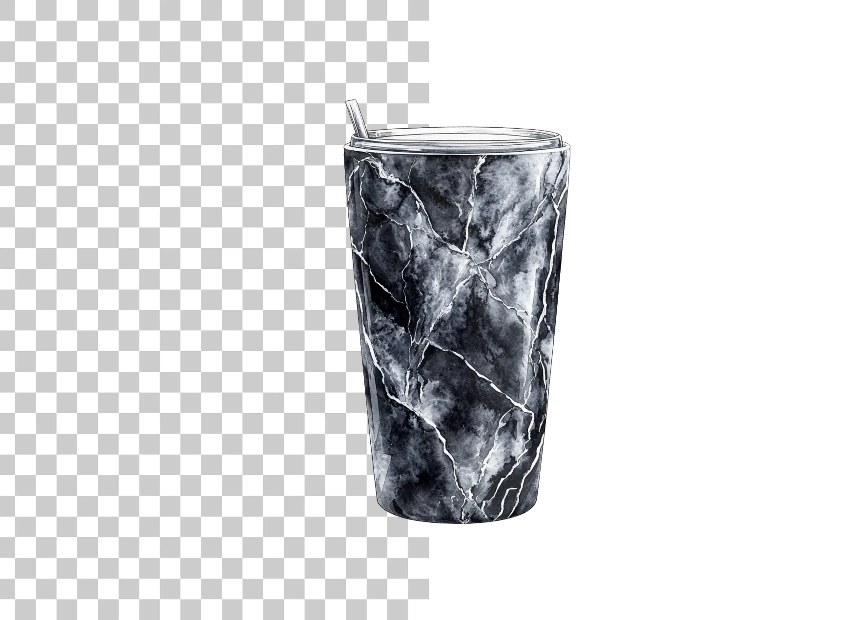Black Marble Tumbler Clipart Bundle