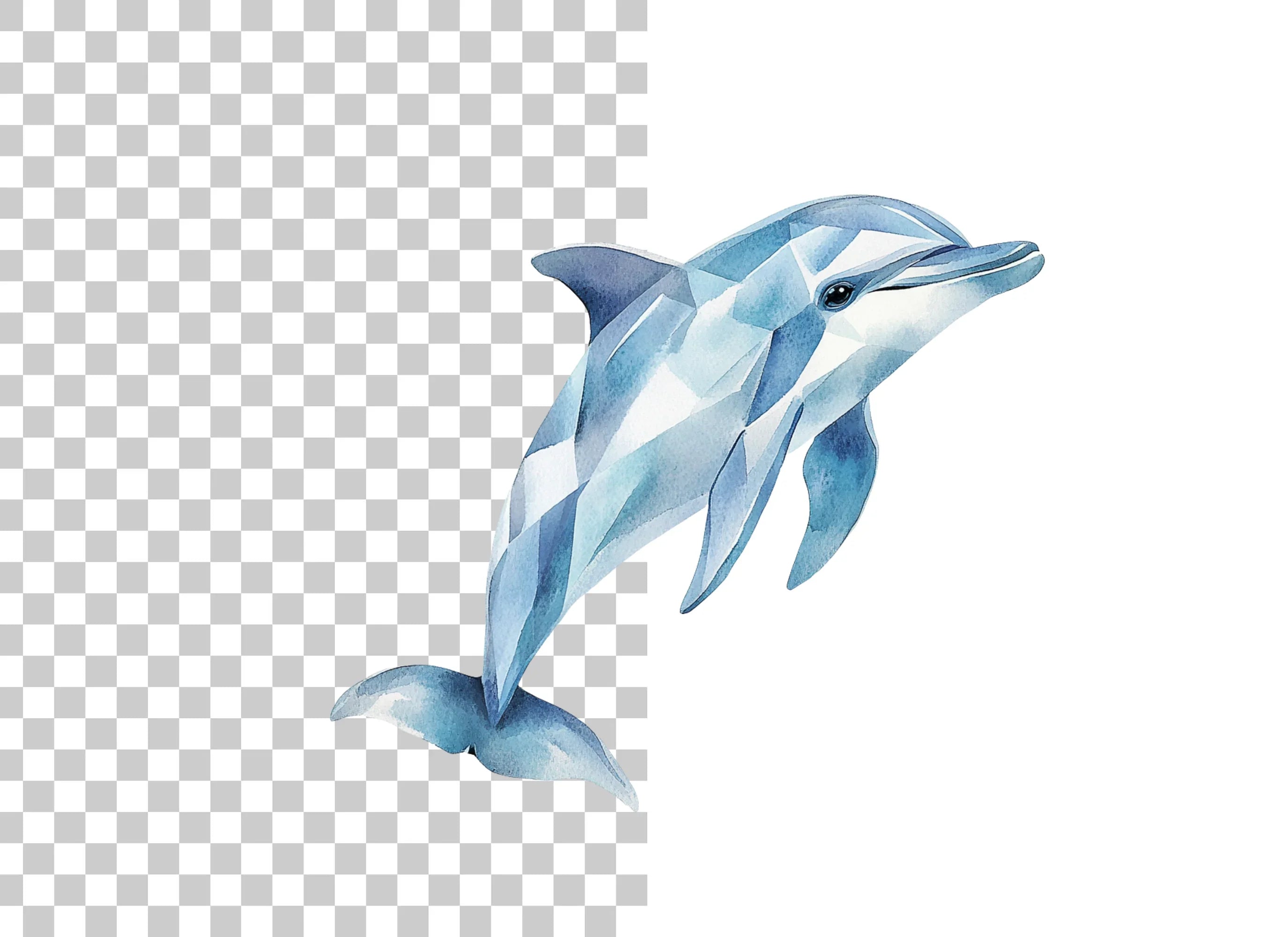 Blue Geometric Dolphin Clipart Bundle