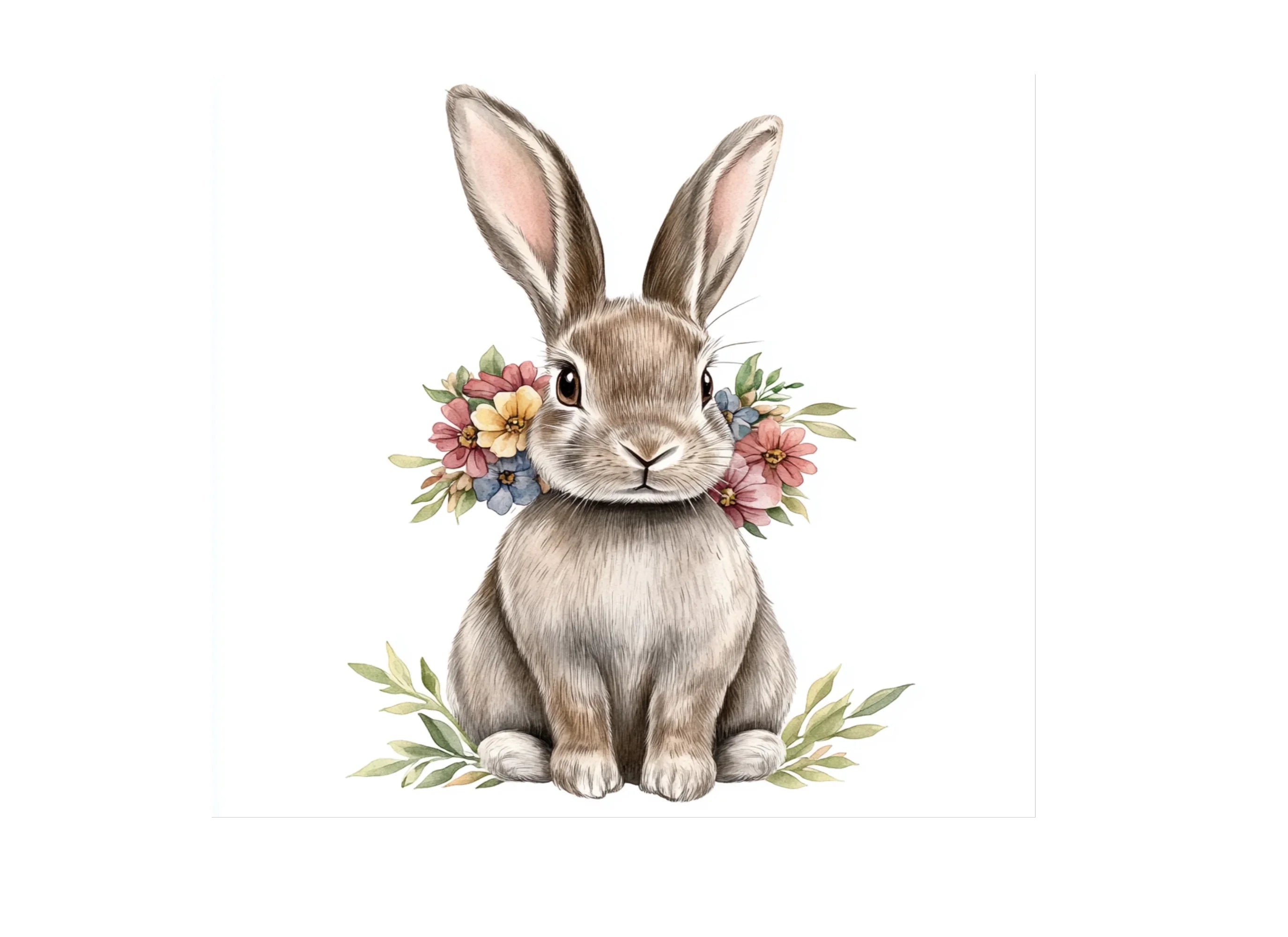Floral Easter Bunny Clipart Bundle