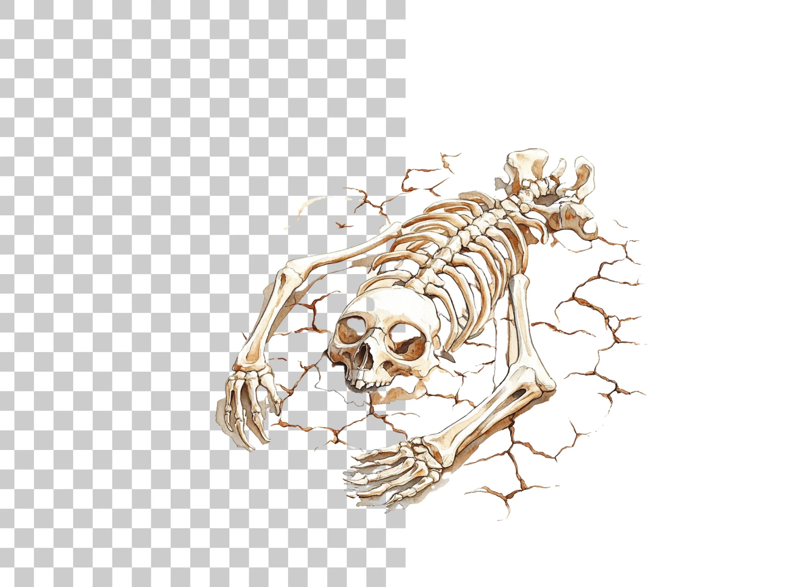 Creepy Skeleton Emerging Clipart Bundle
