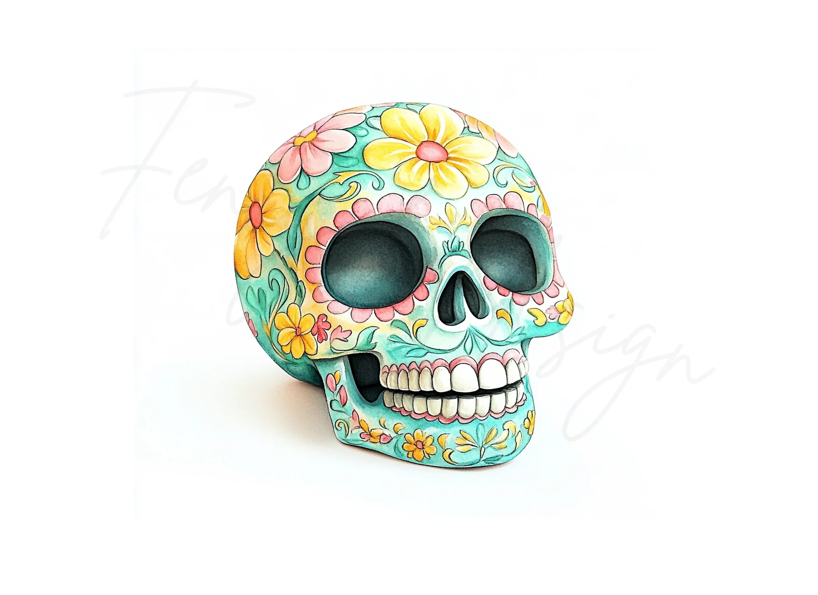 Vibrant Floral Sugar Skull Clipart Bundle