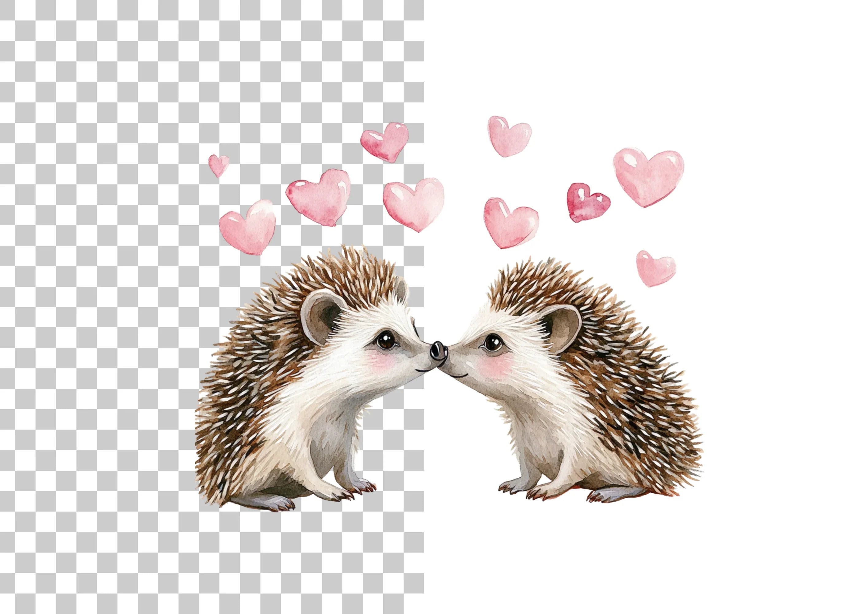 Cute Hedgehog Couple Kissing Clipart Bundle
