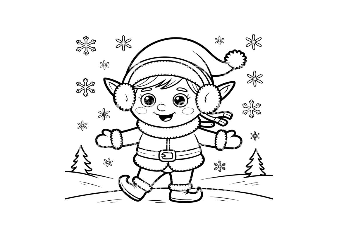 Winter Kids and Snowflakes Coloring Books