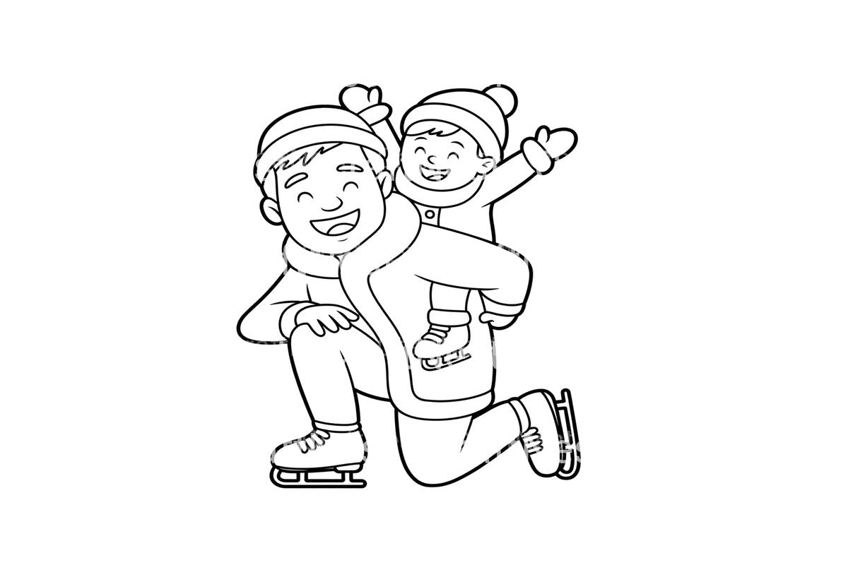 Father and Son Ice Skating Fun Coloring Books