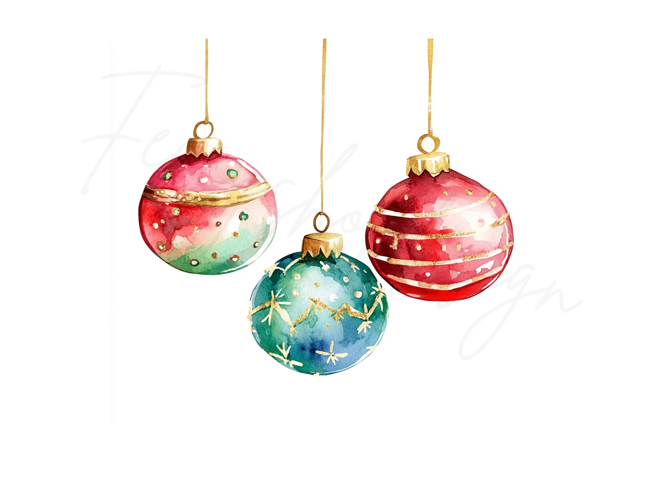 Christmas Ornaments Clipart Bundle